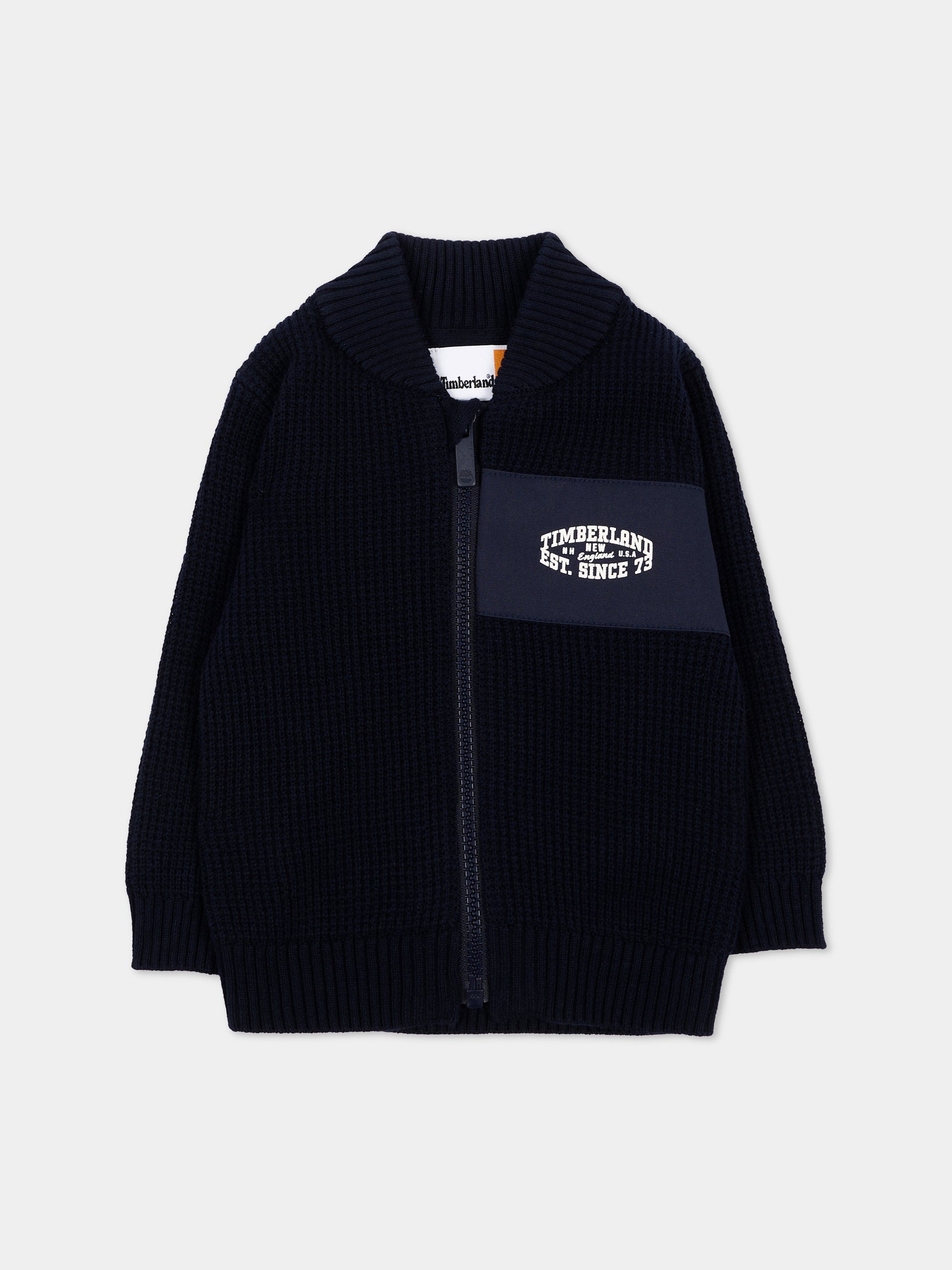 Cardigan blu per neonato con zip,Timberland,T61038 849