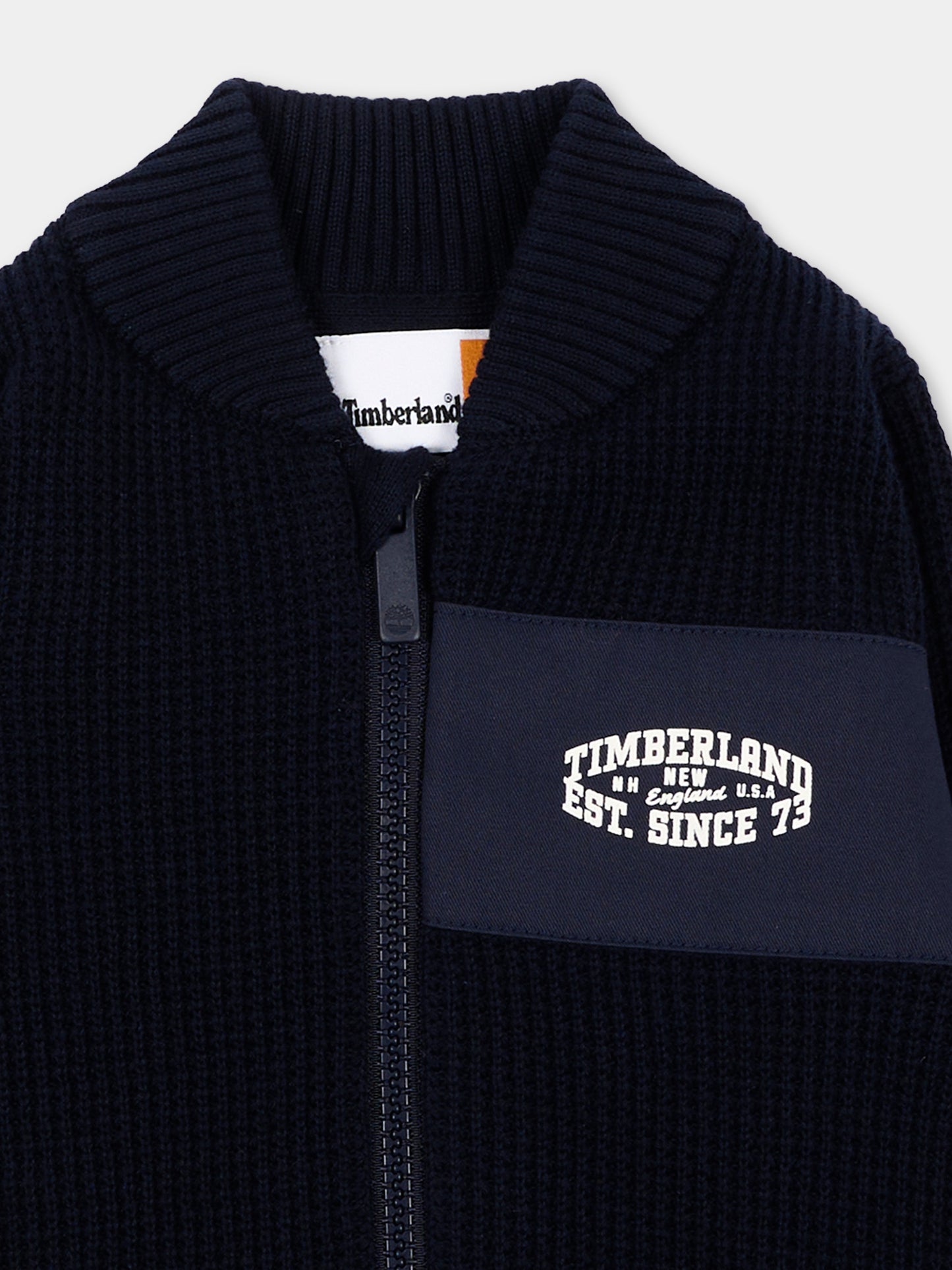 Cardigan blu per neonato con zip,Timberland,T61038 849