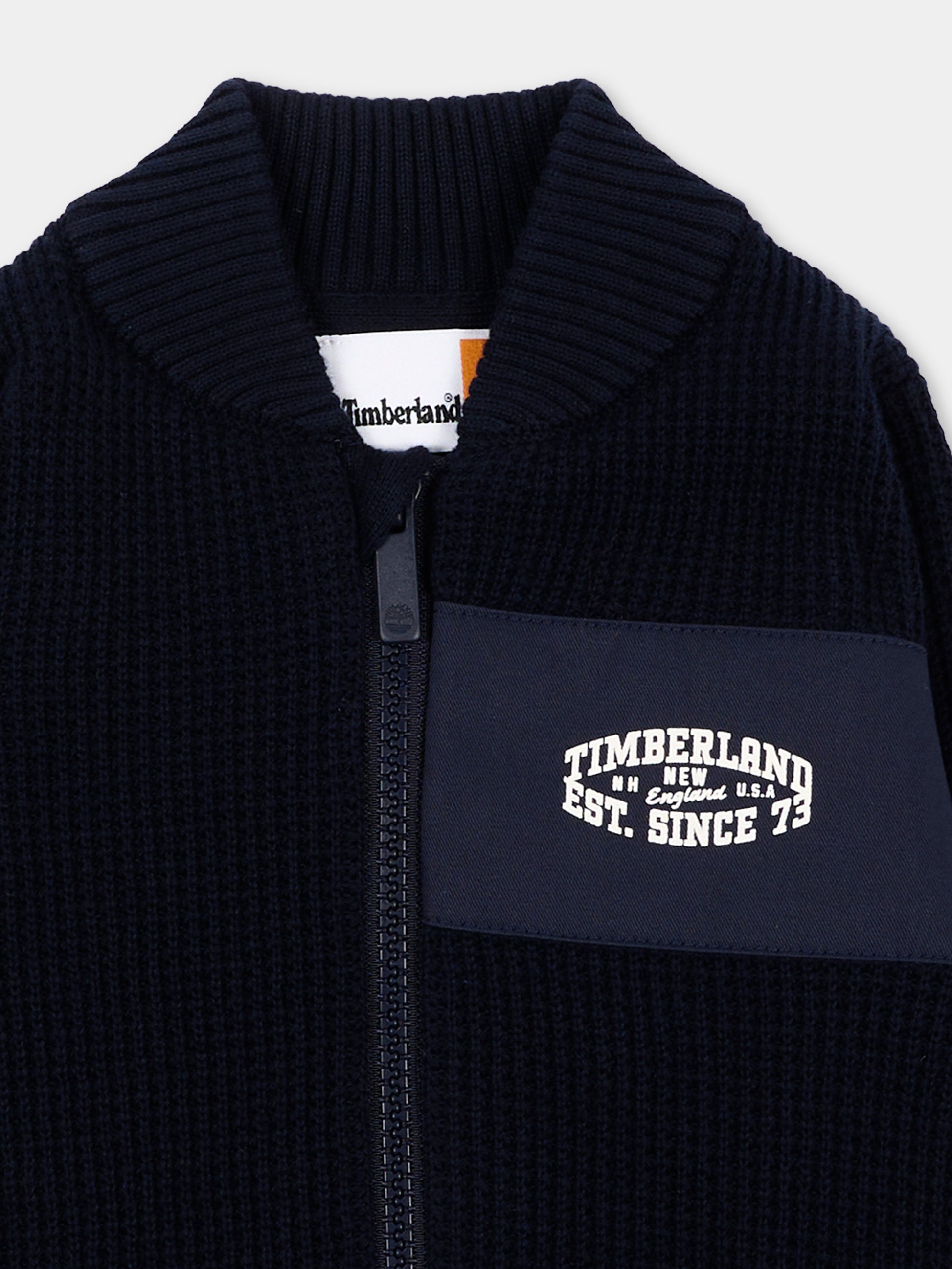 Cardigan blu per neonato con zip,Timberland,T61038 849