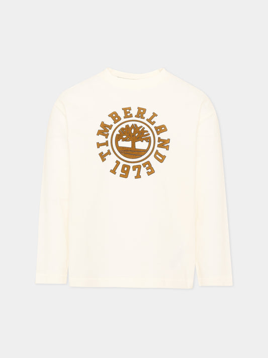 T-shirt a manica lunga bianca con logo,Timberland,T61049 127