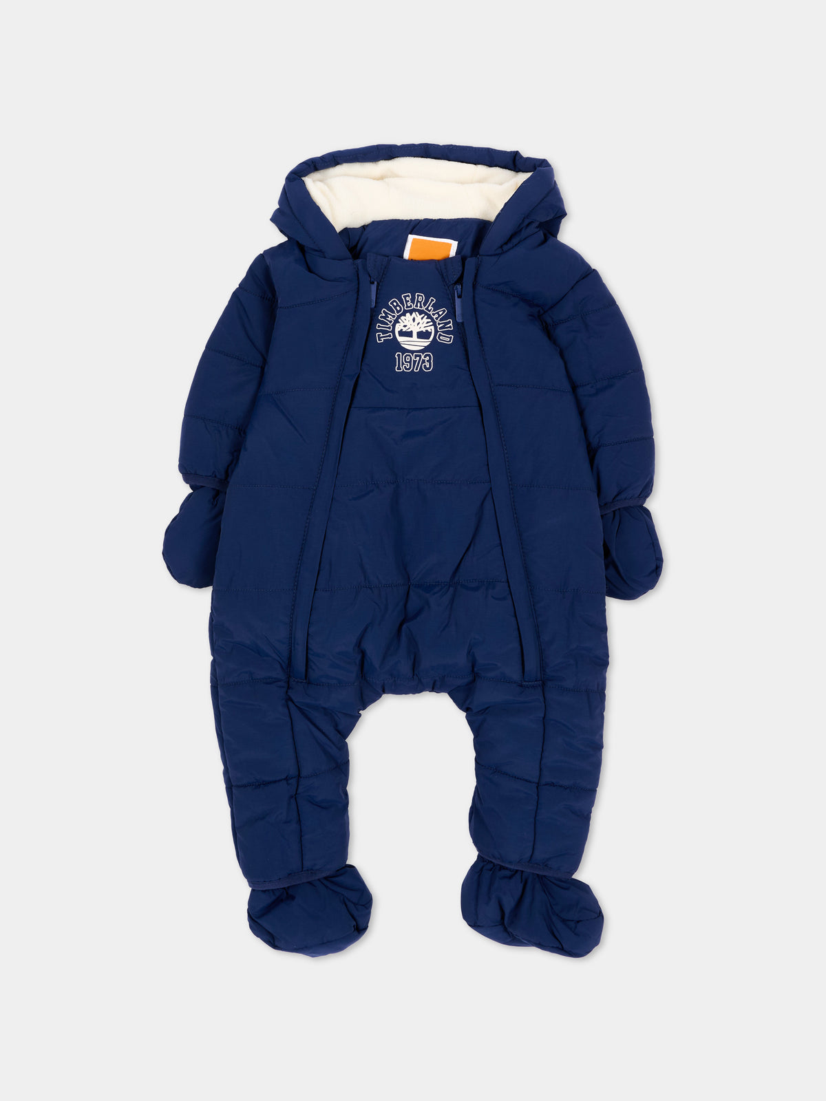 Piumino blu per neonato con guanti e piedini,Timberland,T61114 84N
