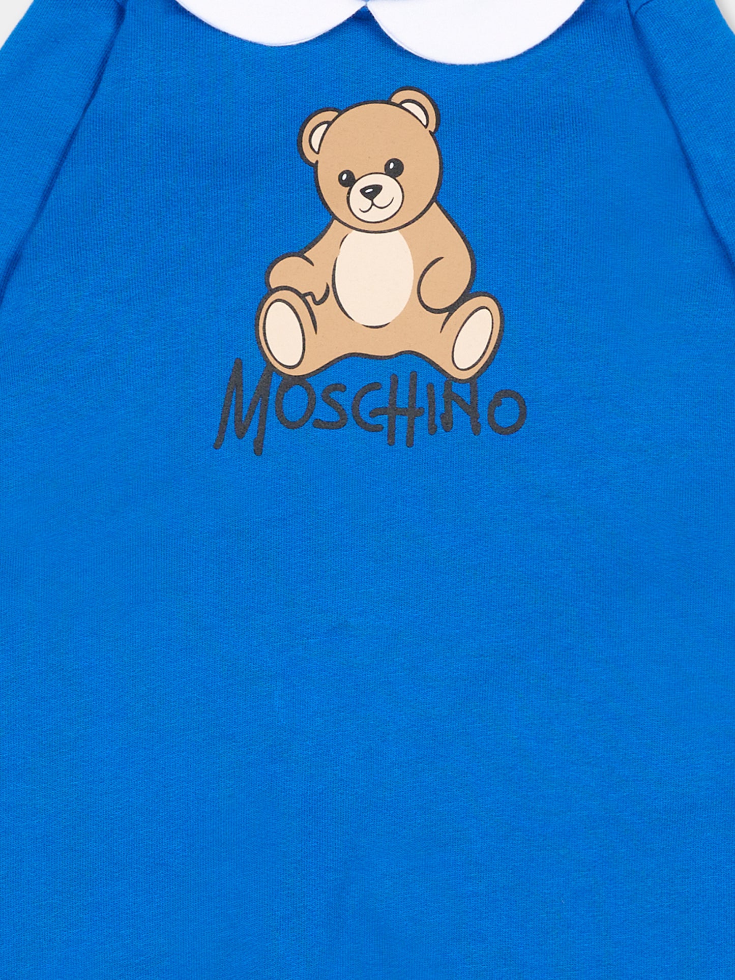 Tutina blu per neonato con Teddy Bear,Moschino Kids,M5Y037 LCA40 40157