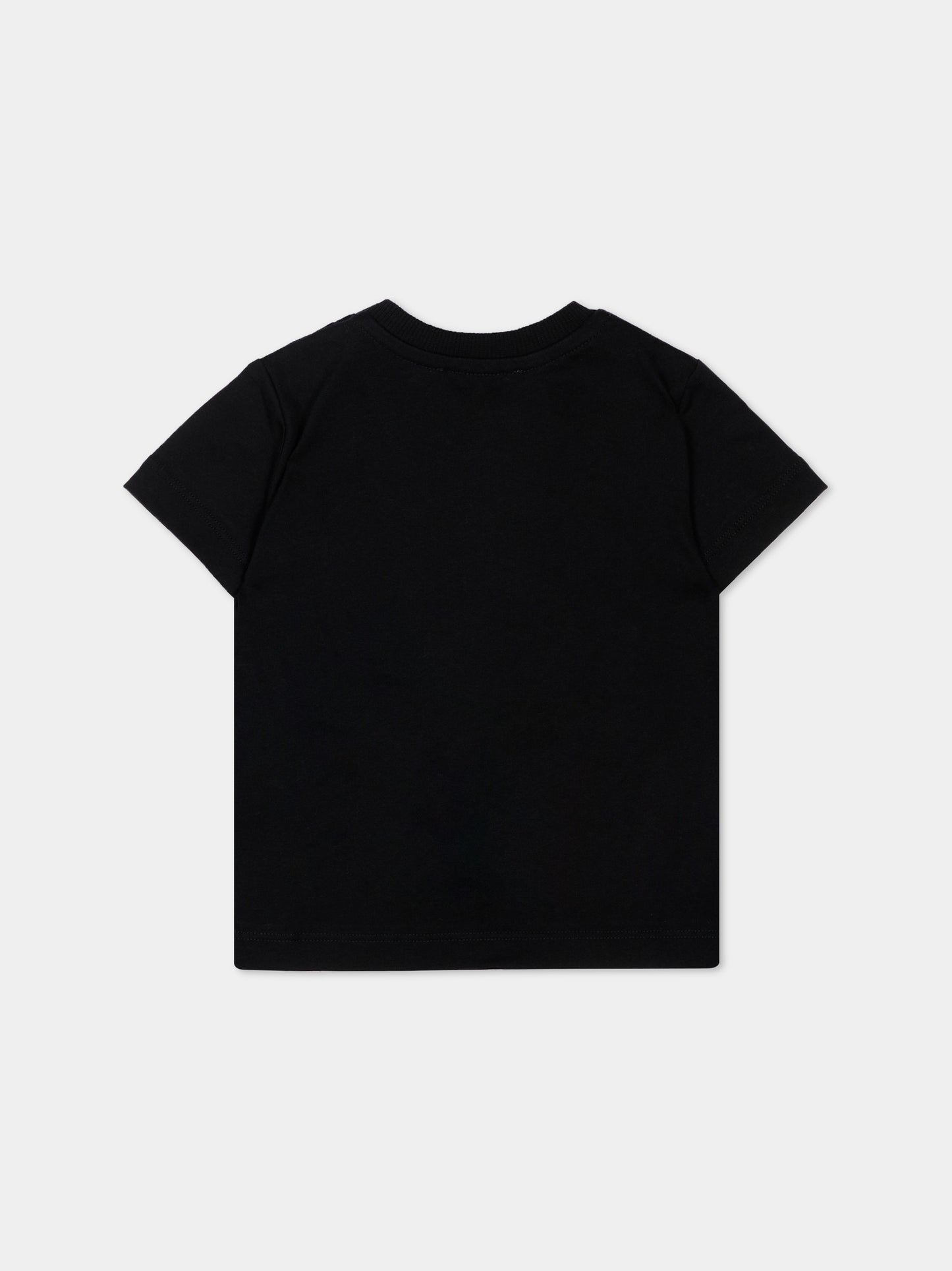 T-Shirt nera per neonati con Teddy Bear,Moschino Kids,M9M047 LAA10 60100