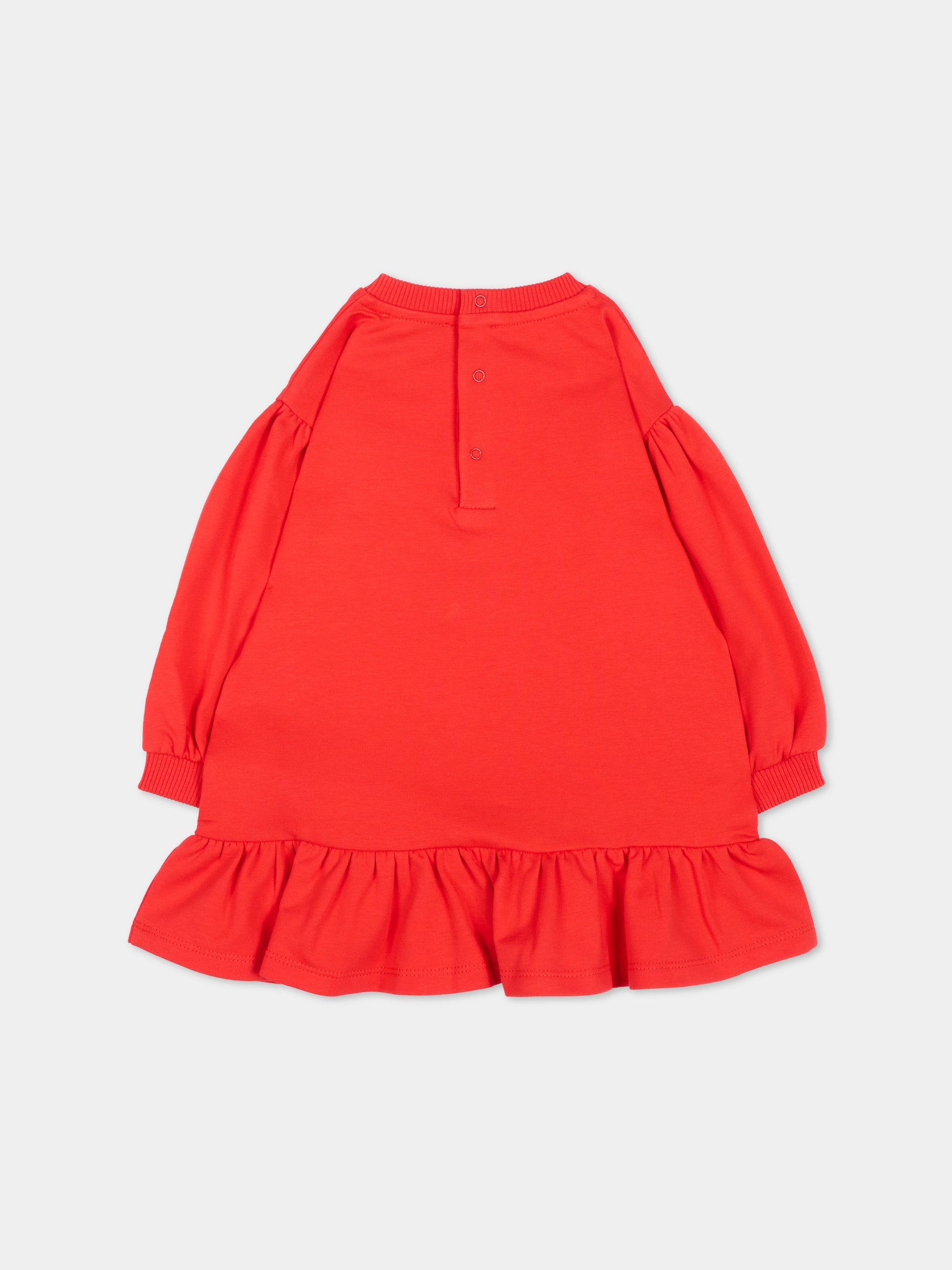 Vestito rosso per neonata con Teddy Bear,Moschino Kids,MAV0CW LDA63 50109