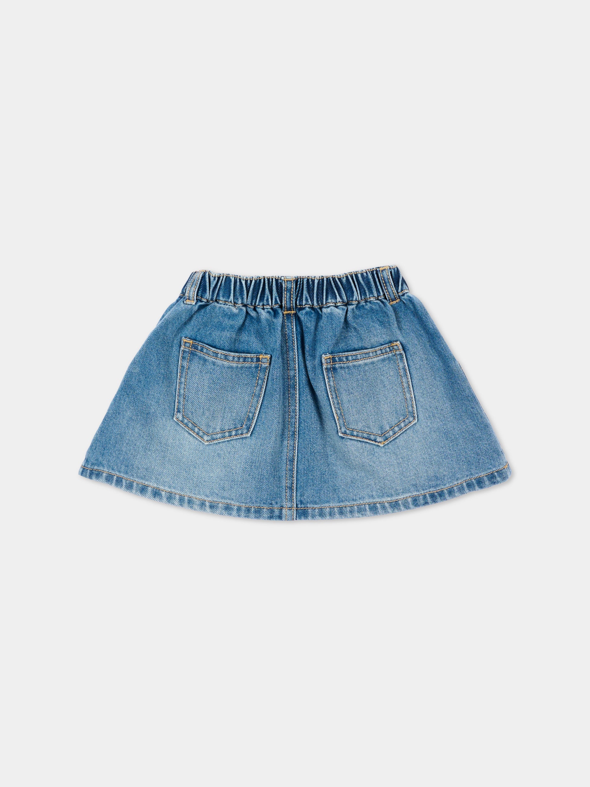 Gonna denim blu per neonata con patch,Moschino Kids,MDJ01P L0E36 41040