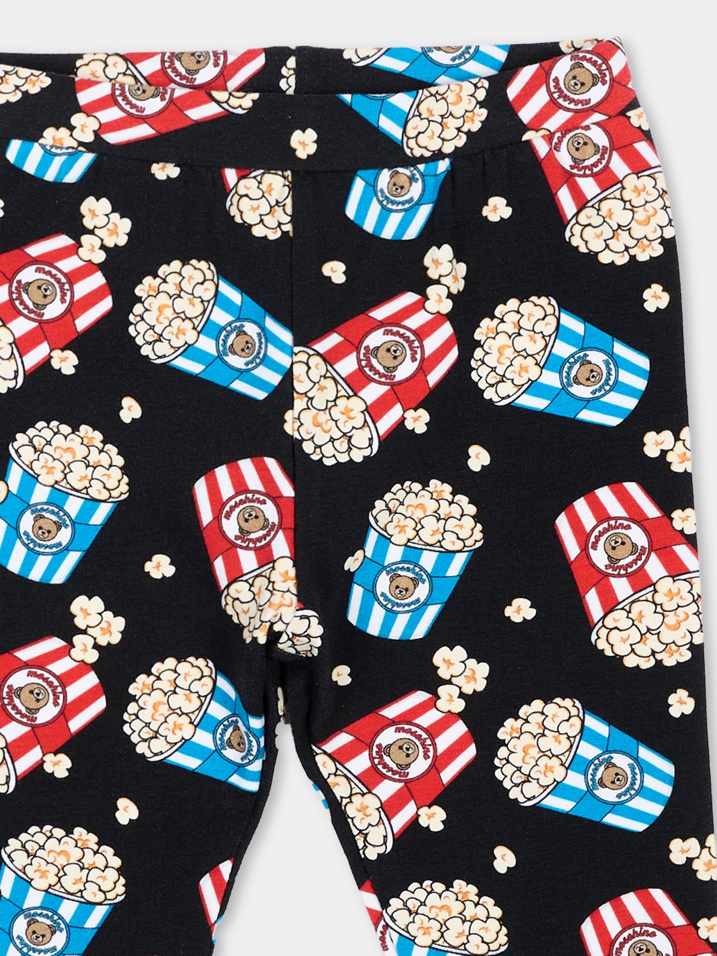 Leggings neri per neonata con popcorn,Moschino Kids,MDP03Q LBBE8 82646