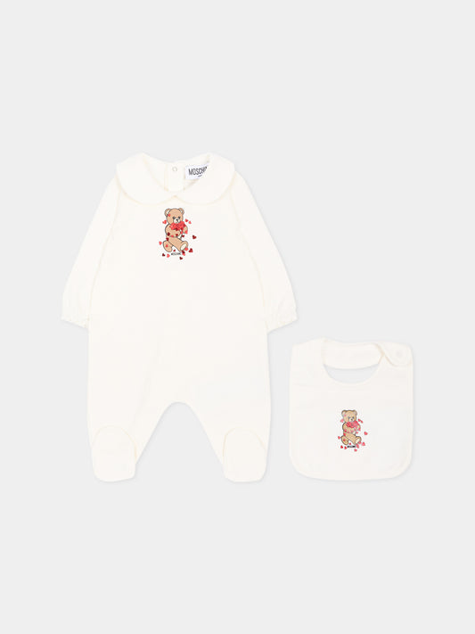 Set tutine avorio per neonata con Teddy Bear,Moschino Kids,MDY01C LDA63 10063