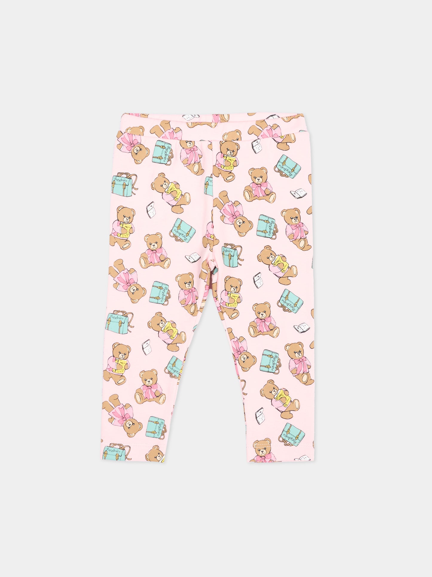Leggings rosa per neonata con Teddy Bear,Moschino Kids,MKP032 LBBE5 82634