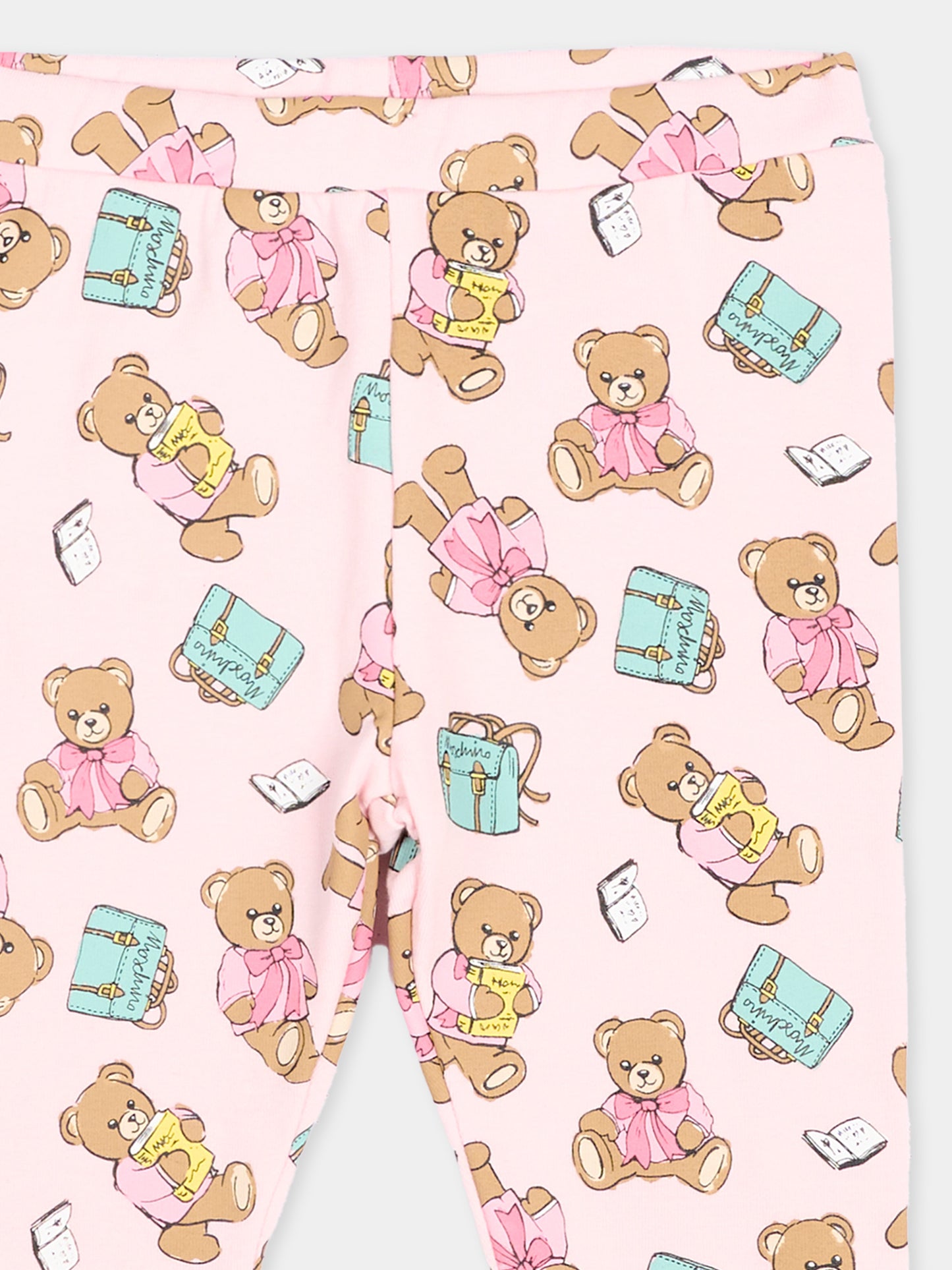 Leggings rosa per neonata con Teddy Bear,Moschino Kids,MKP032 LBBE5 82634