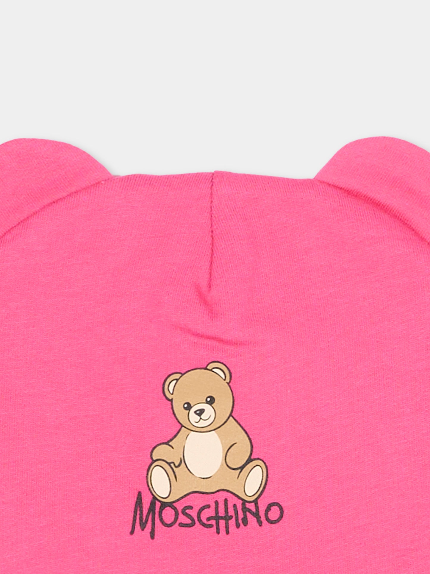 Cappello fucsia per neonata con Teddy Bear,Moschino Kids,MMX05H LCA40 51450