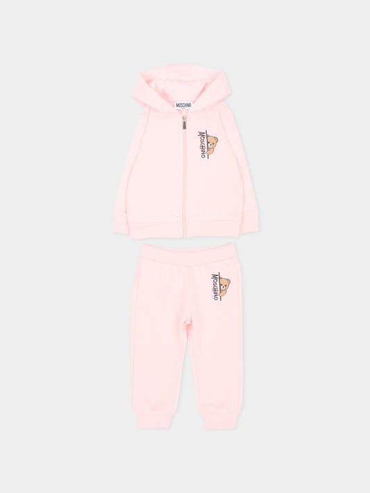Completo sportivo rosa per neonata con Teddy Bear,Moschino Kids,MNK05D LCA92 50209