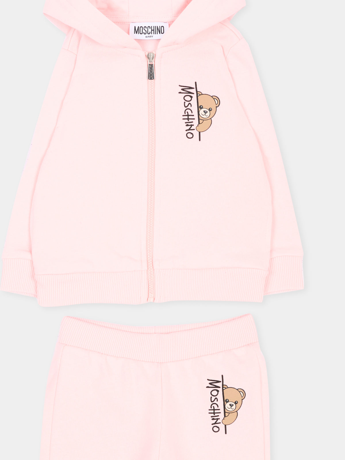 Completo sportivo rosa per neonata con Teddy Bear,Moschino Kids,MNK05D LCA92 50209