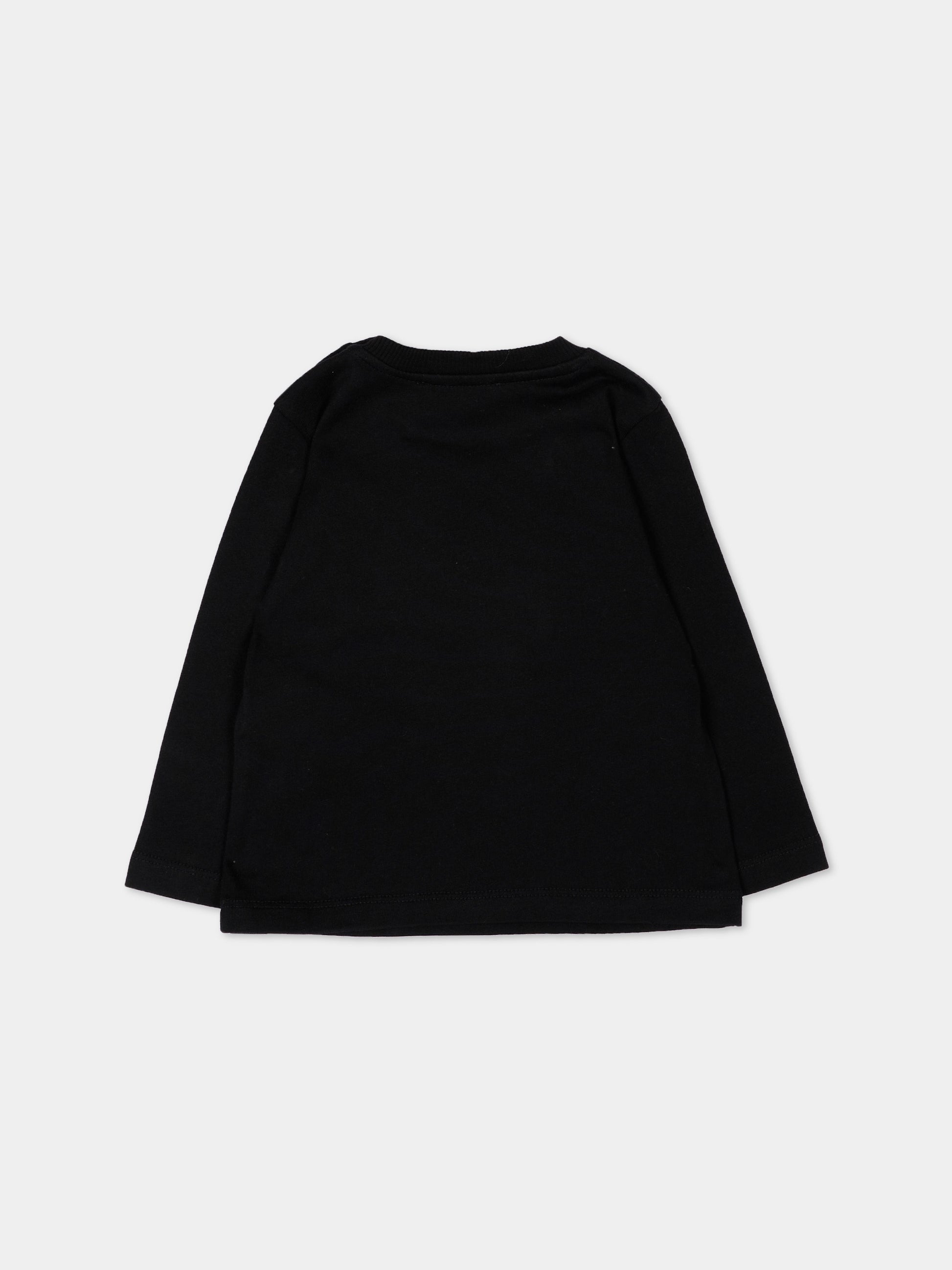 T-Shirt a manica lunga nero per neonati con Teddy Bear,Moschino Kids,MNO014 LAA58 60100