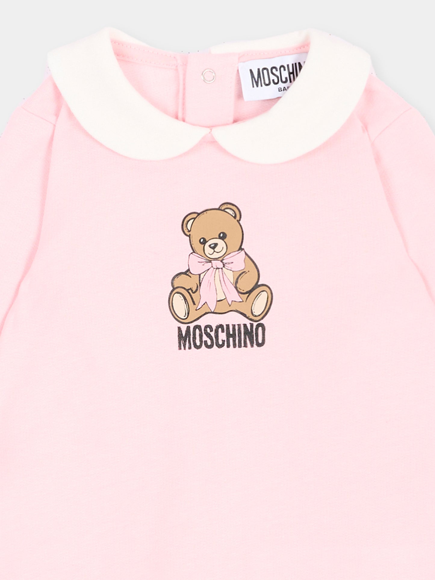 Set tutina rosa per neonata con Teddy Bear,Moschino Kids,MNY08B LCA40 50209