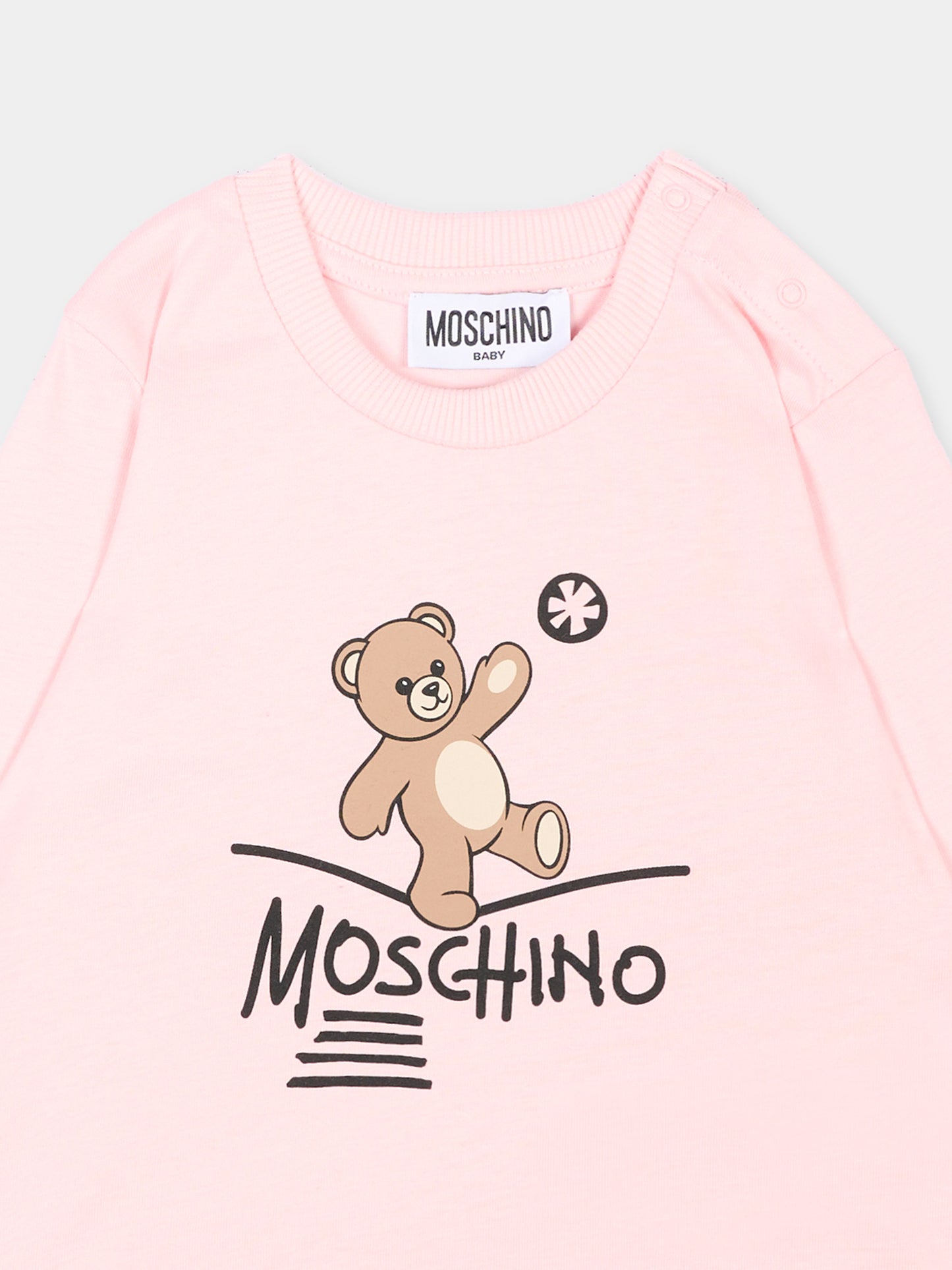 T-Shirt rosa per neonata con Teddy Bear,Moschino Kids,MOO014 LAA20 50209