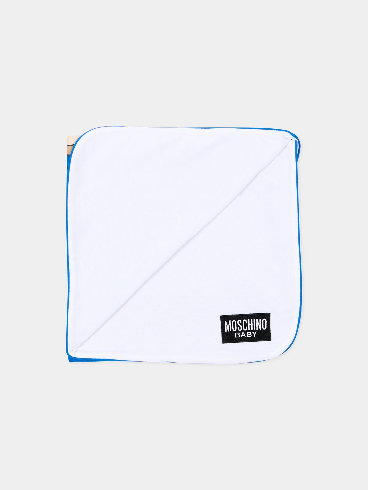Coperta blu per neonato con Teddy Bear,Moschino Kids,MTB00F LCA40 40157