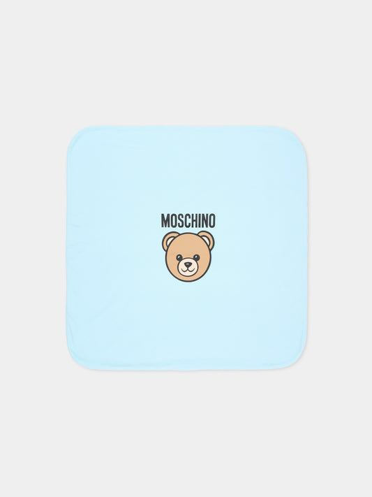 Coperta azzurra per neonato con Teddy Bear,Moschino Kids,MUB00O LCA40 40304