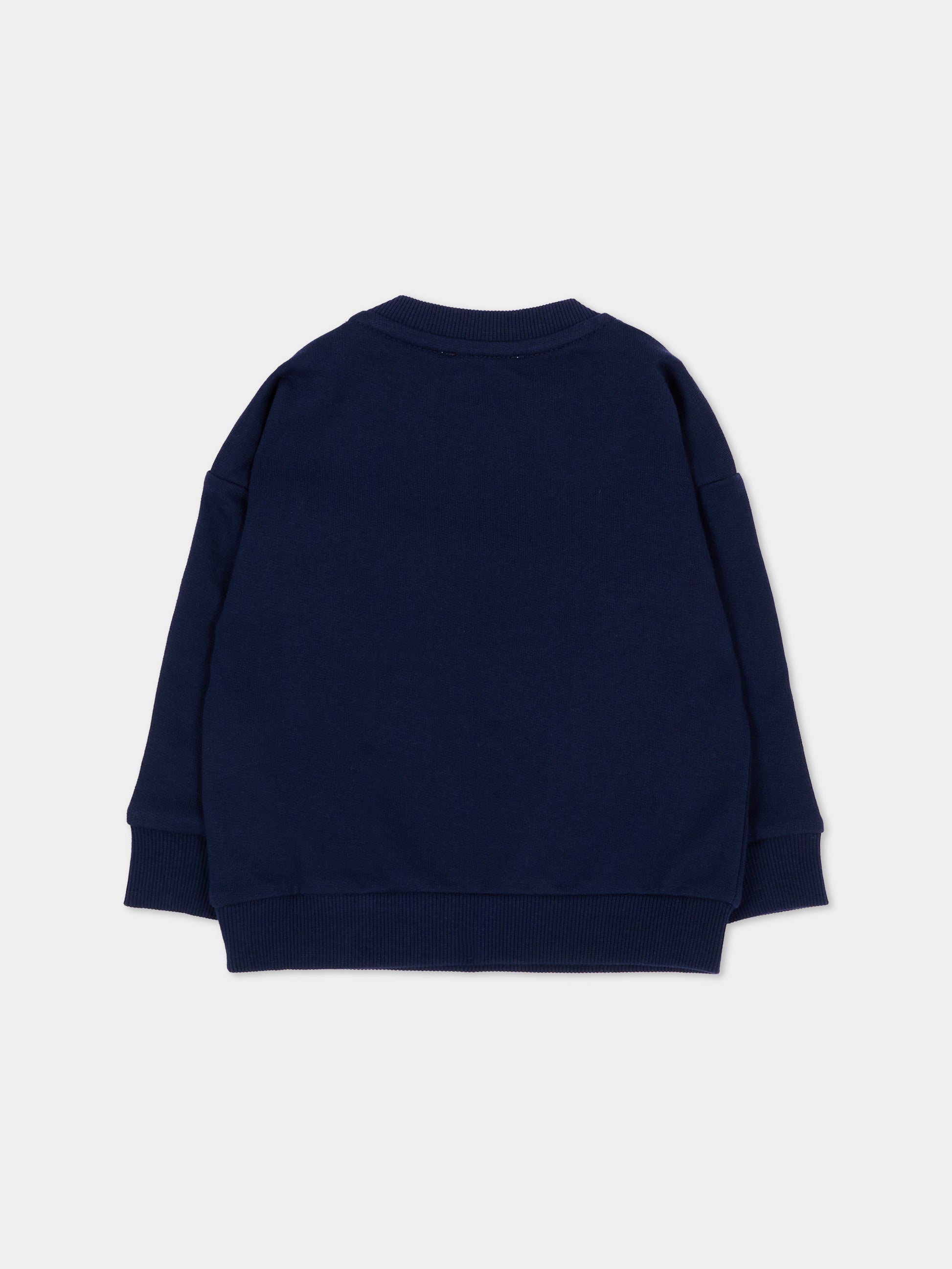 Felpa blu per neonati con logo,Moschino Kids,MUF06N LCA93 40016
