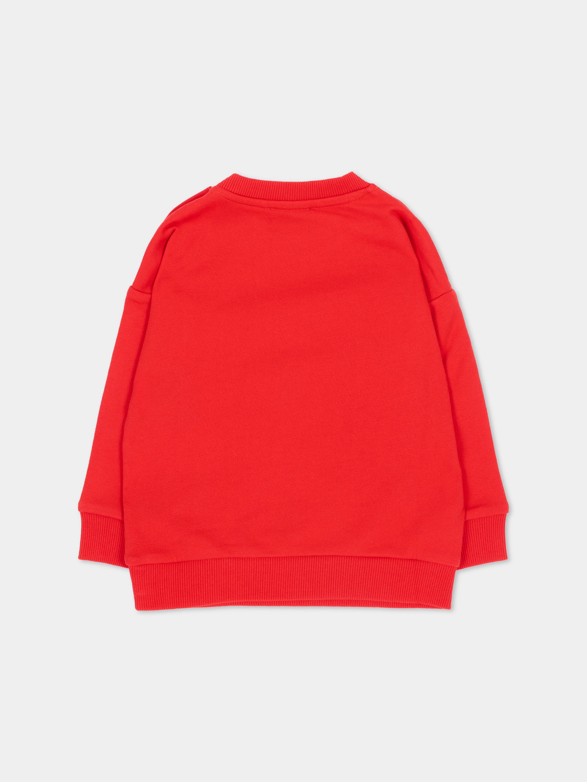 Felpa rossa per neonati con logo,Moschino Kids,MUF06N LCA93 50109