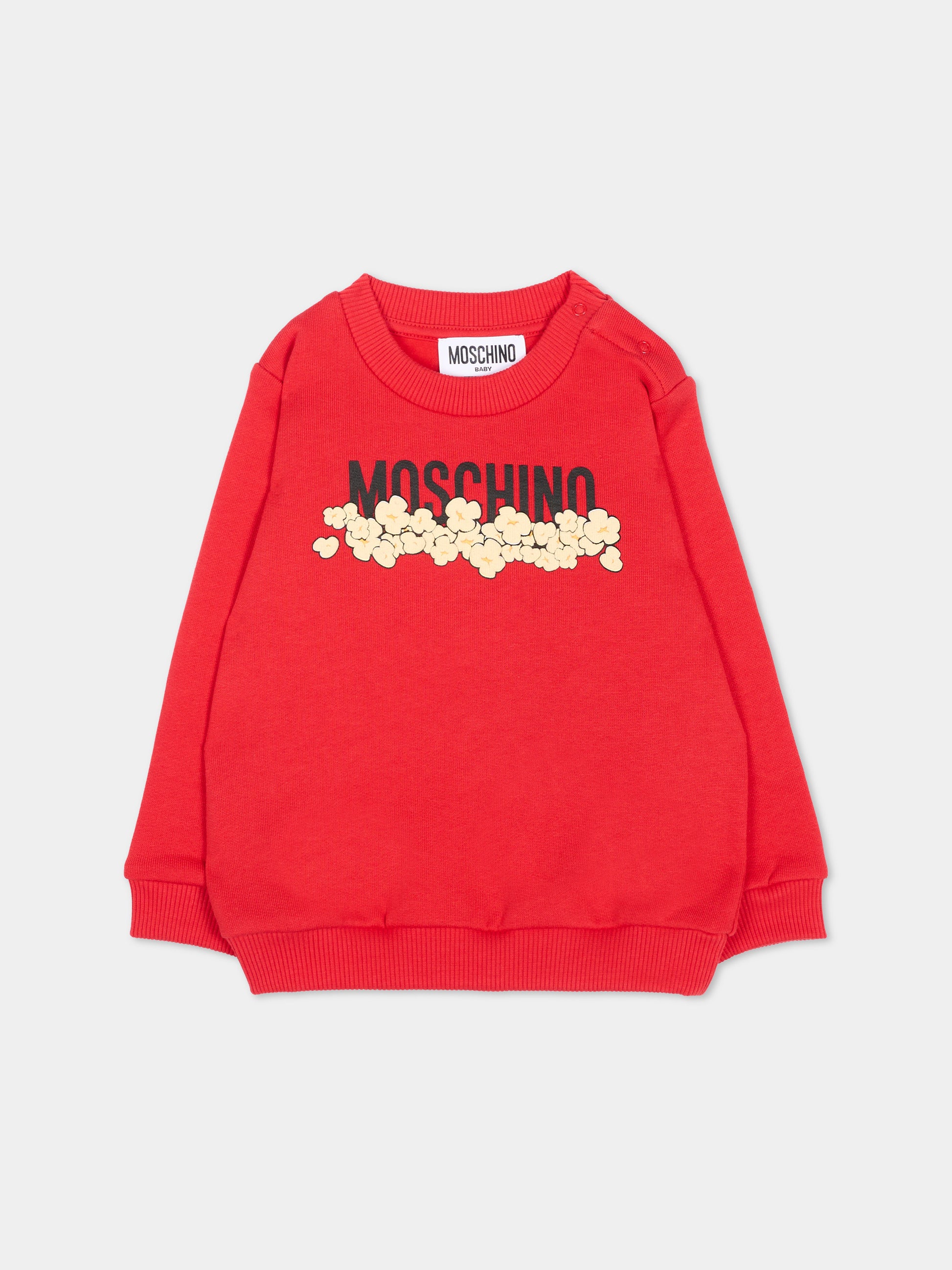 Felpa rossa per neonata con logo,Moschino Kids,MUF06R LCA83 50109