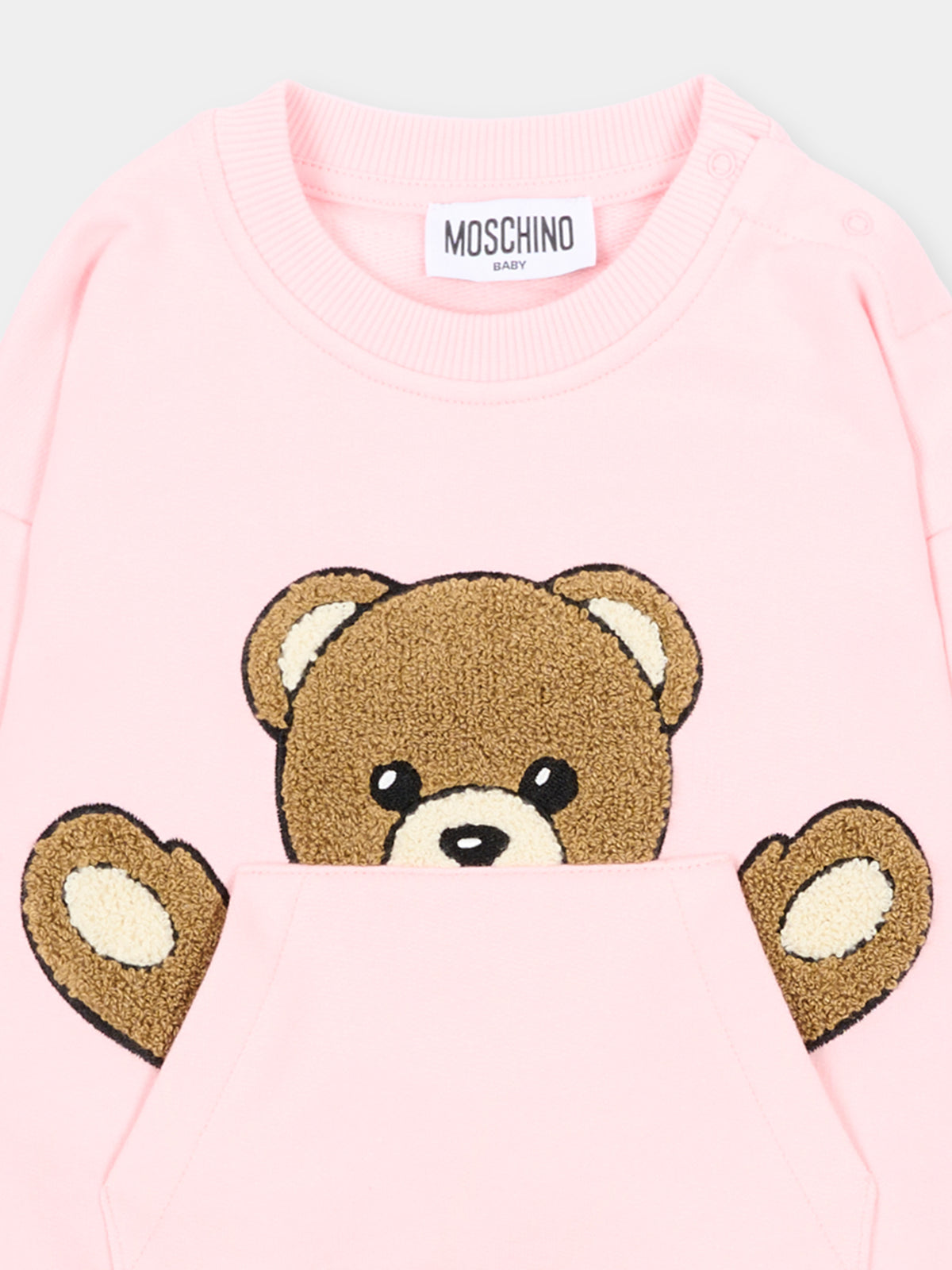 Completo sportivo lungo rosa per neonata con Teddy Bear,Moschino Kids,MUK05V LCA93 50209