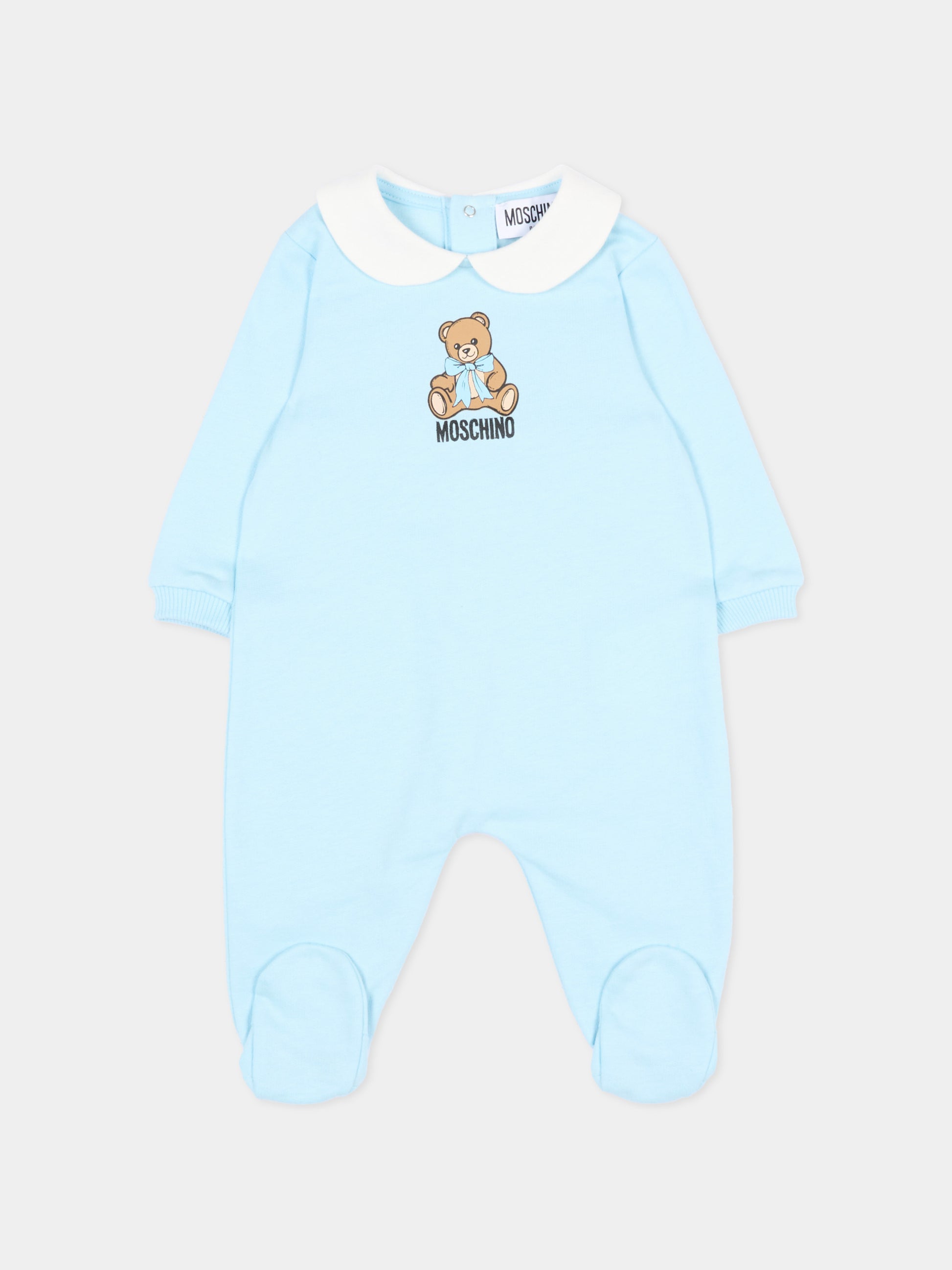 Tutina azzurra per neonato con Teddy Bear,Moschino Kids,MUT04Z LCA40 40304