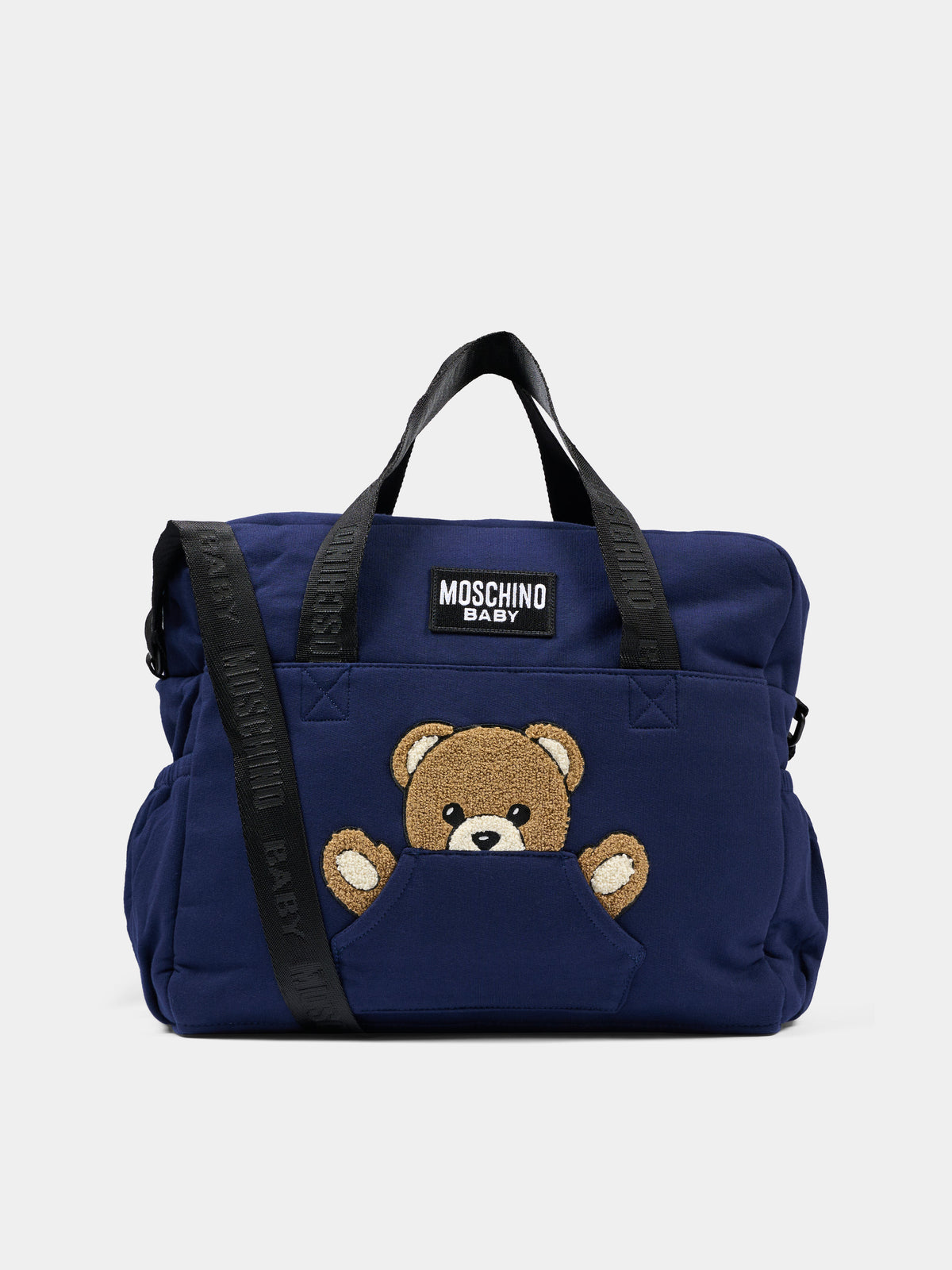Borsa mamma blu per neonati con Teddy Bear,Moschino Kids,MUX062 LCA93 40016