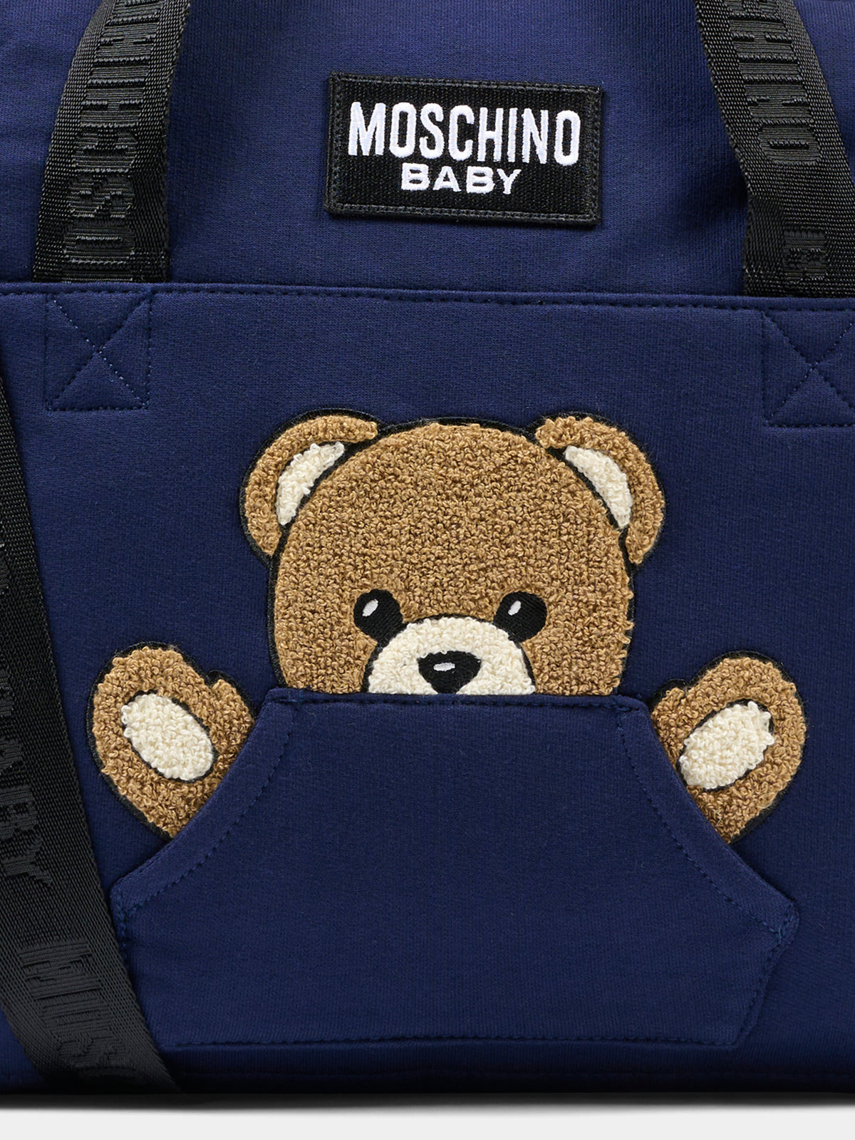 Borsa mamma blu per neonati con Teddy Bear,Moschino Kids,MUX062 LCA93 40016