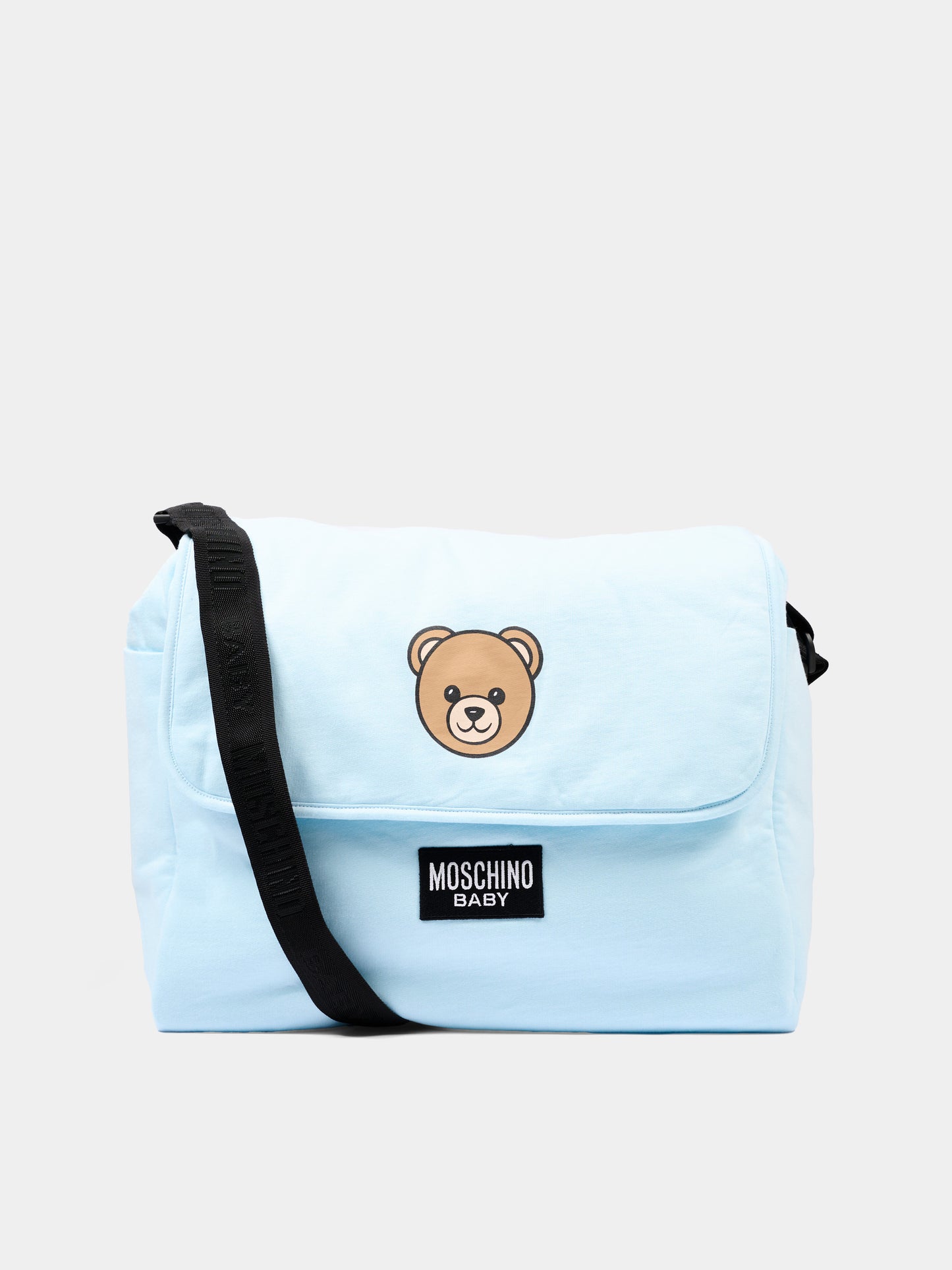 Borsa mamma azzurra per neonato con Teddy Bear,Moschino Kids,MUX067 LCA40 40304