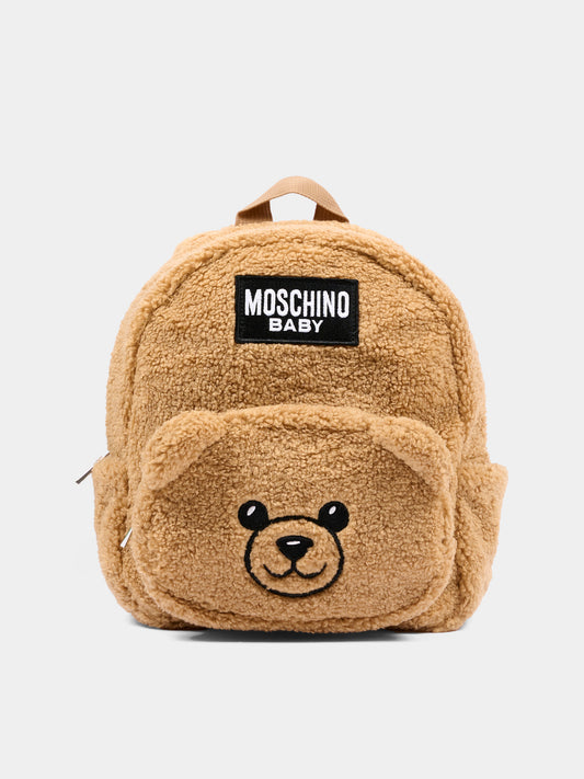 Zaino beige per neonato con logo,Moschino Kids,MUX06A LIA00 20351