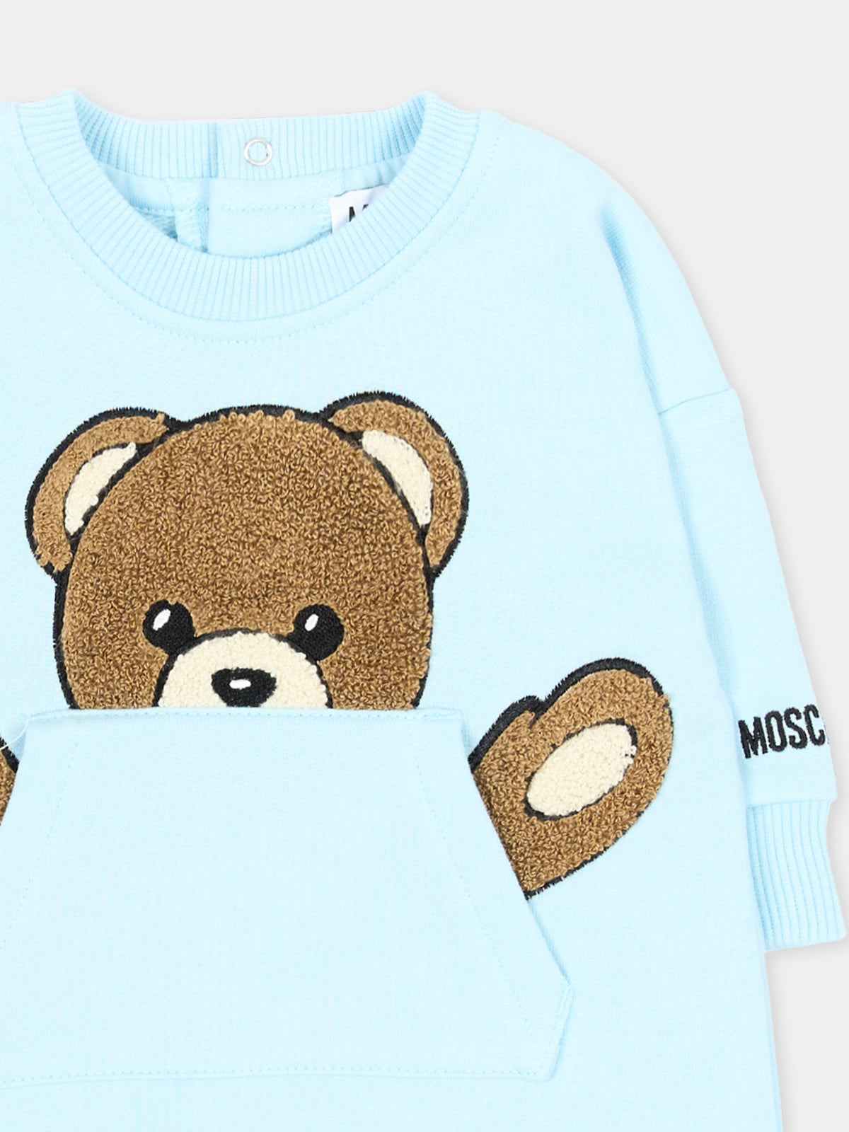 Tutina azzurra per neonato con Teddy Bear,Moschino Kids,MUY09H LCA93 40304