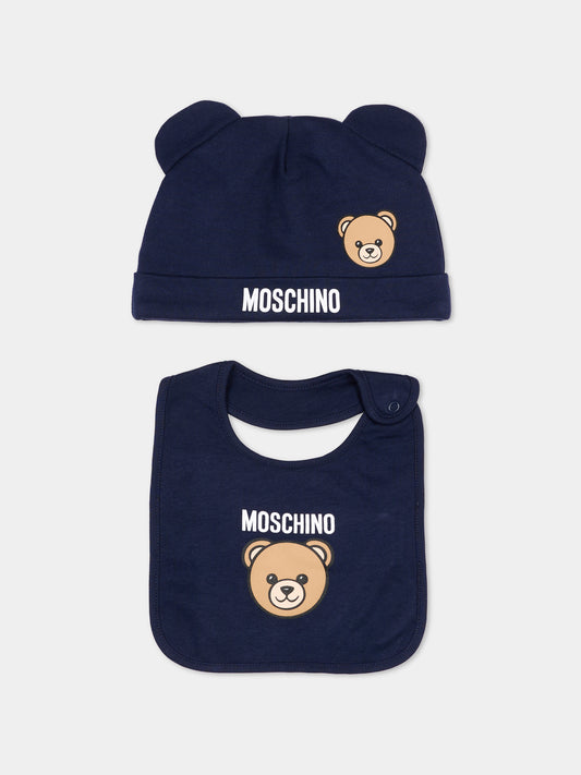 Set accessori blu  per neonati con Teddy Bear,Moschino Kids,MUY09N LCA40 40016