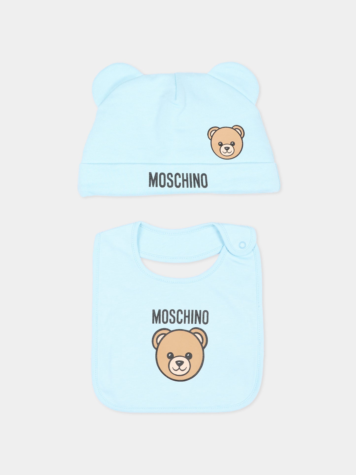 Set accessori azzurro per neonato con Teddy Bear,Moschino Kids,MUY09N LCA40 40304