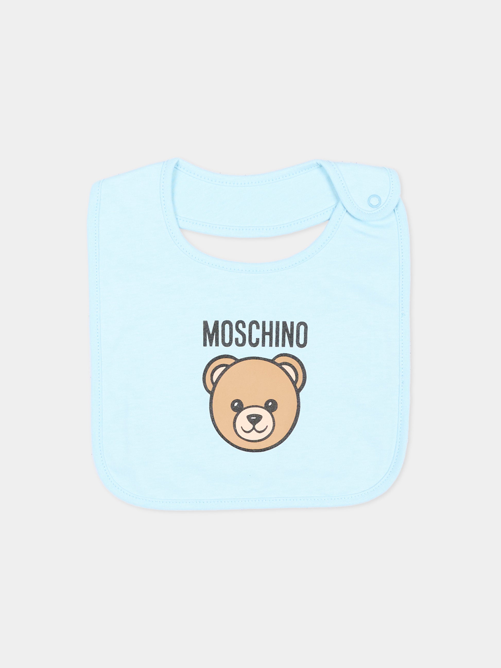 Set accessori azzurro per neonato con Teddy Bear,Moschino Kids,MUY09N LCA40 40304