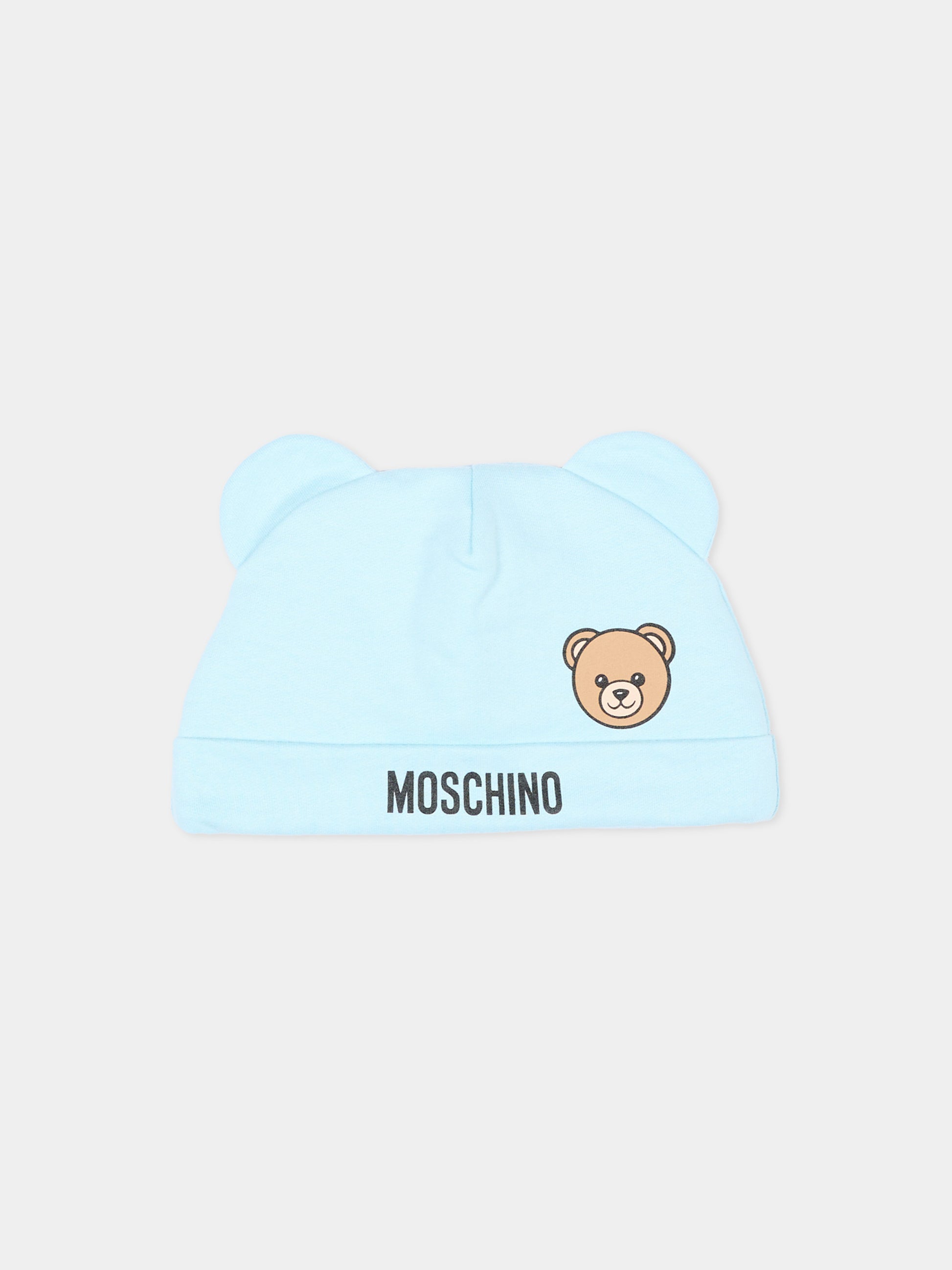 Set accessori azzurro per neonato con Teddy Bear,Moschino Kids,MUY09N LCA40 40304