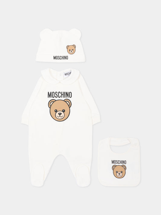 Set tutina avorio per neonati con Teddy Bear,Moschino Kids,MUY09P LCA40 10063