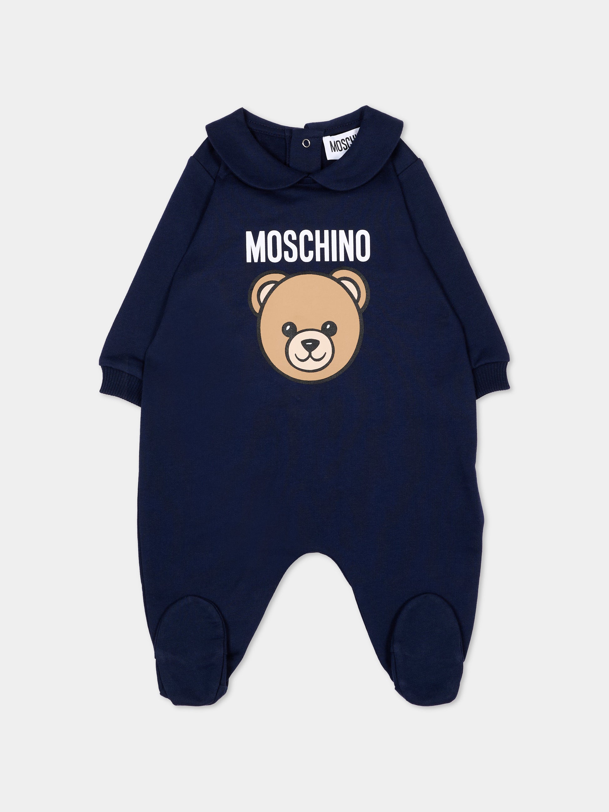 Set tutina blu per neonati con Teddy Bear,Moschino Kids,MUY09P LCA40 40016