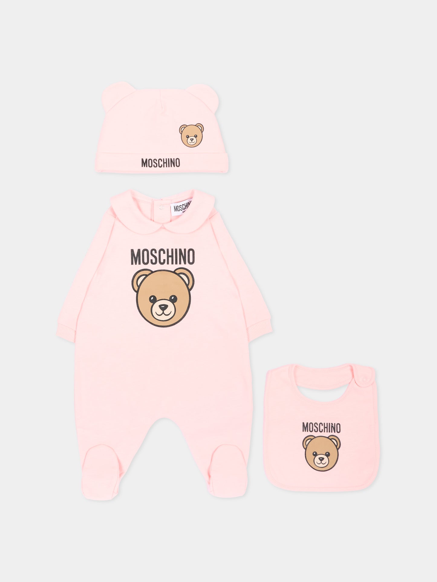 Set tutina rosa per neonata con Teddy Bear,Moschino Kids,MUY09P LCA40 50209