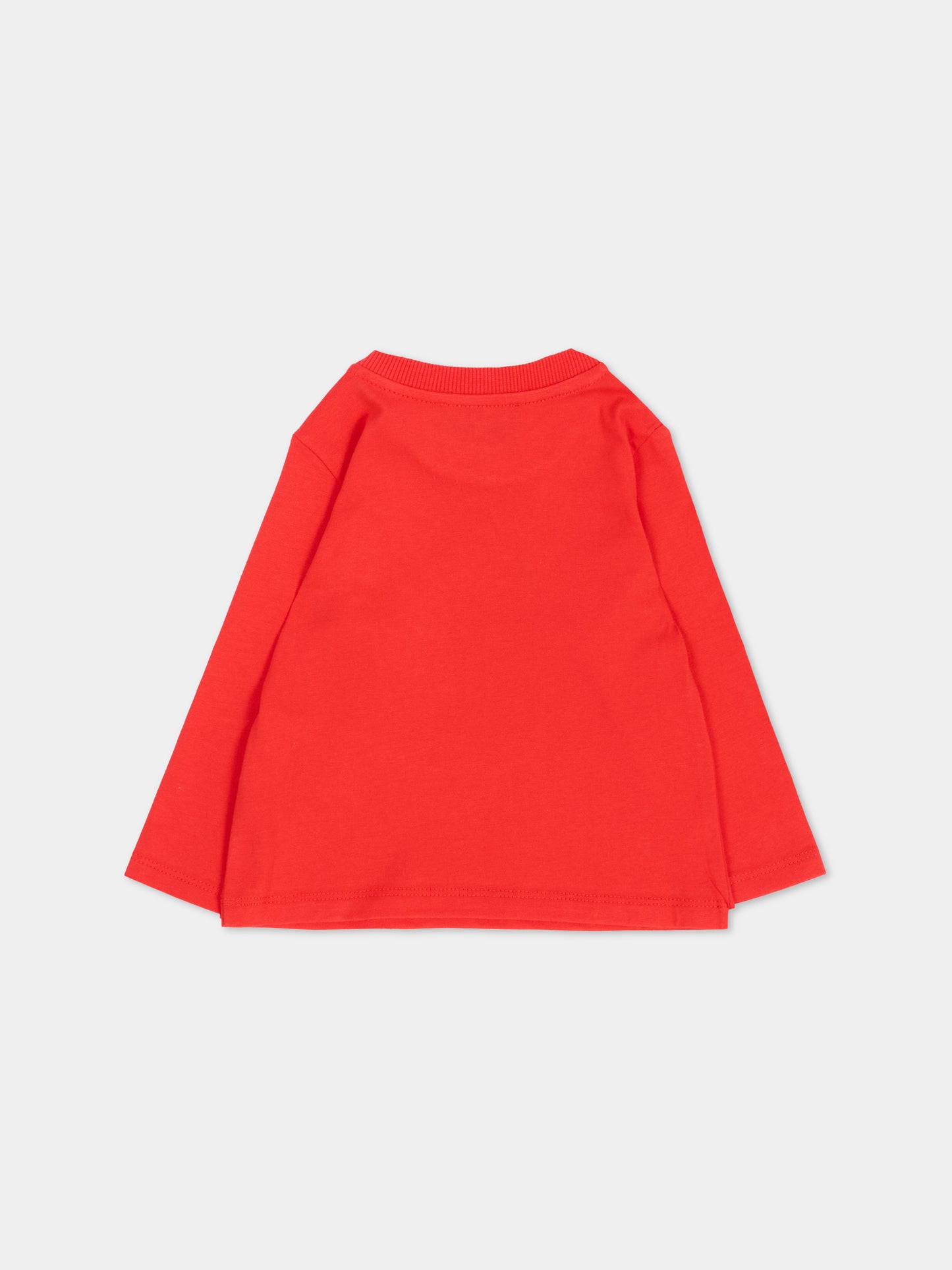 T-Shirt rossa per neonati con Teddy Bear,Moschino Kids,MVO014 LAA10 50109