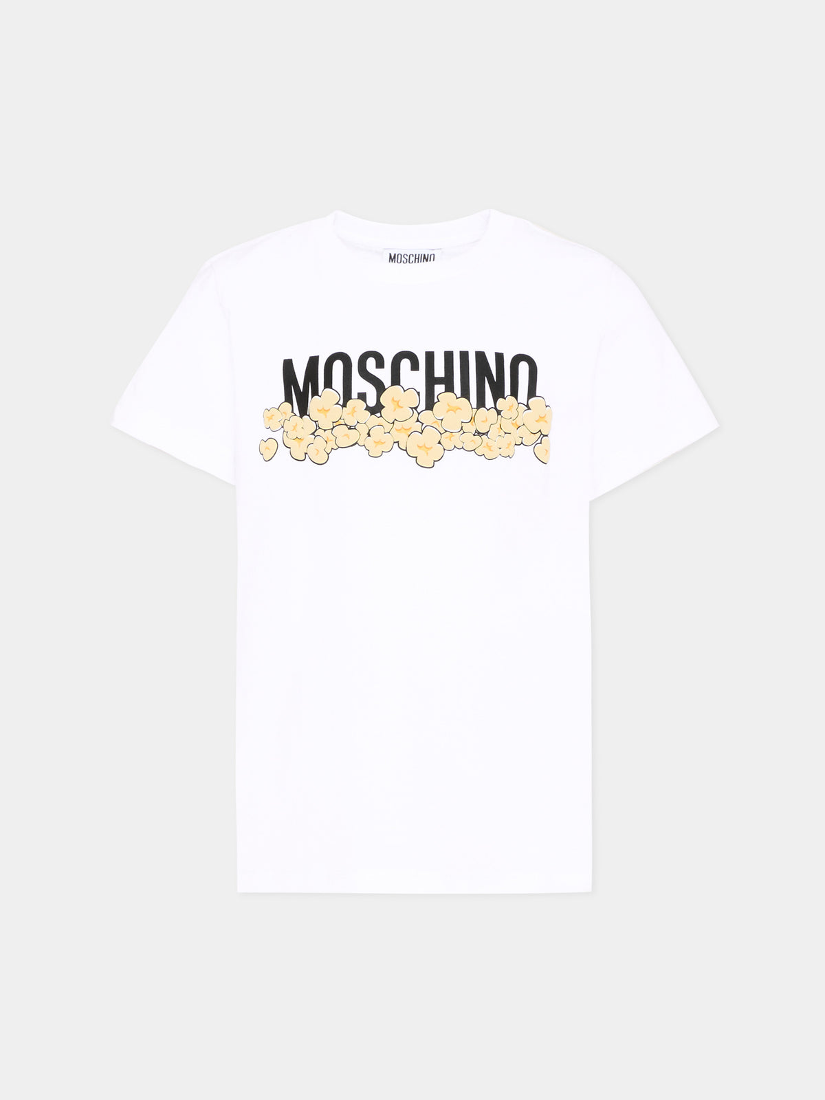 T-Shirt bianca per bambini con fiori,Moschino Kids,H6M058 LAA20 10063