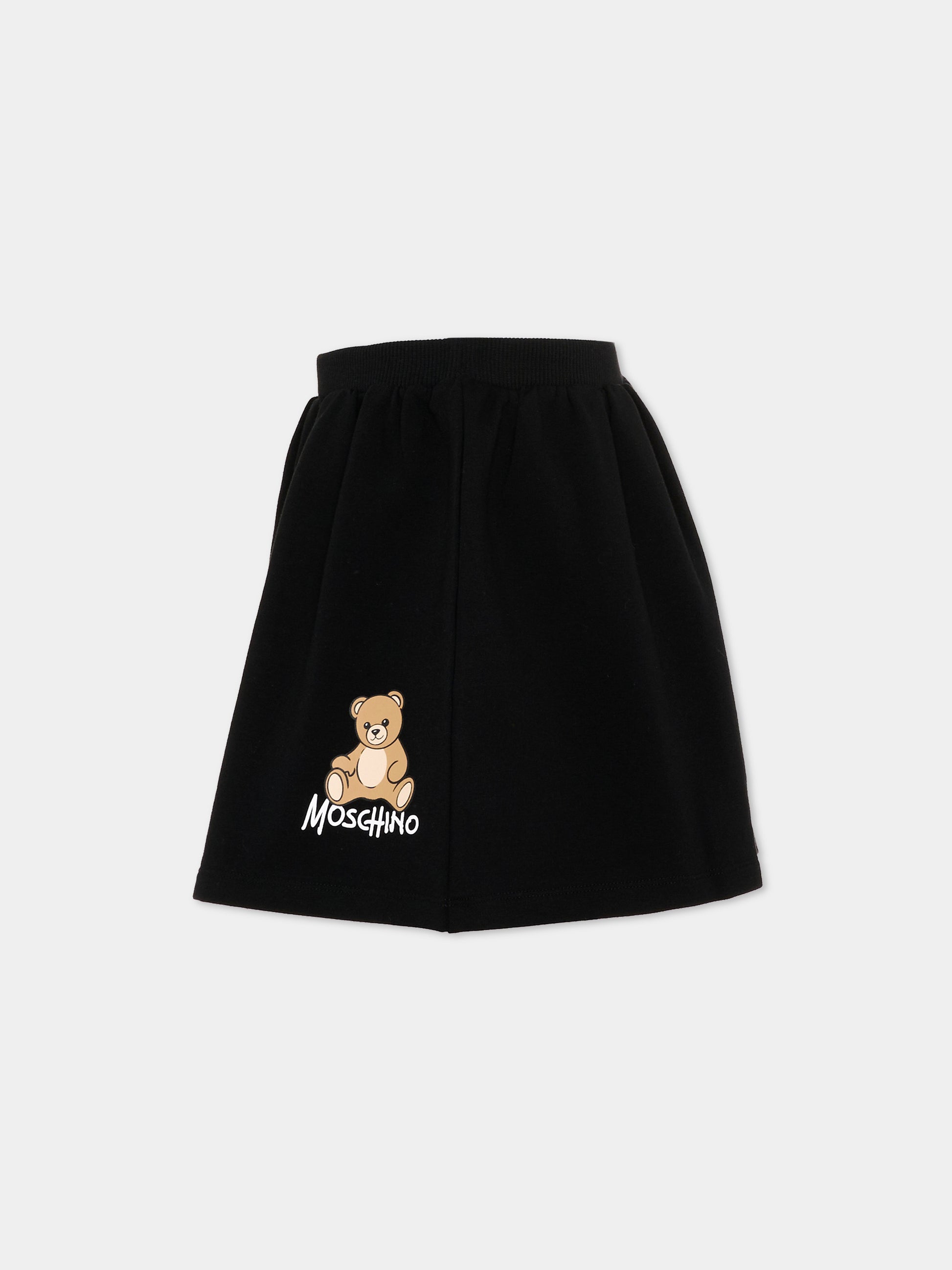 Gonna casual nera per bambina con Teddy Bear,Moschino Kids,HAJ03X LDA18 60100