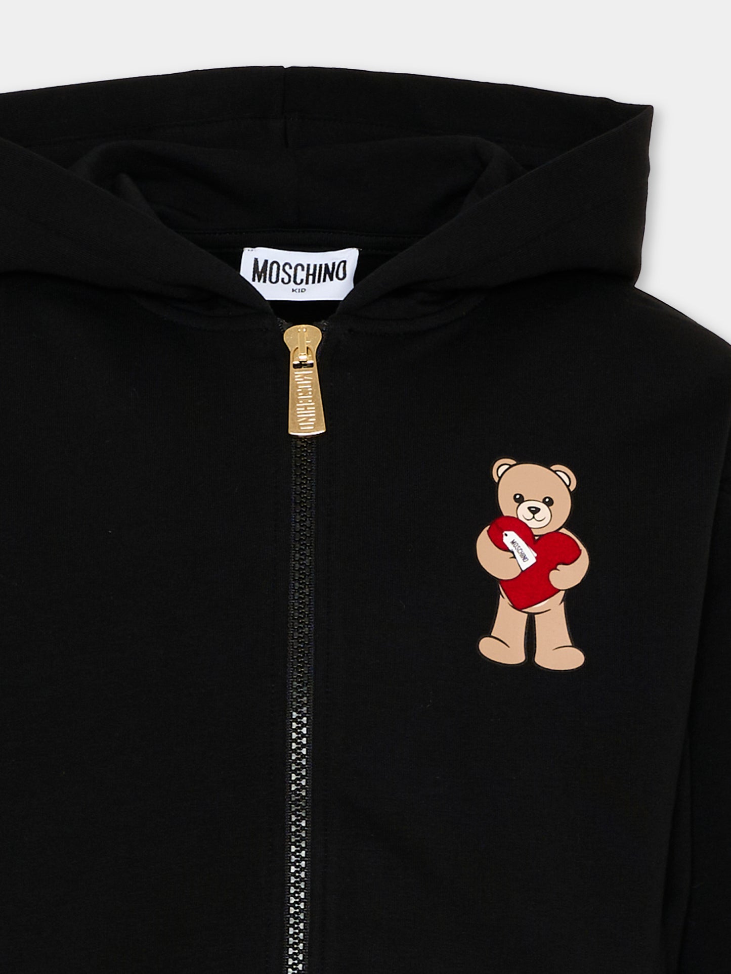 Felpa nera per bambina con Teddy Bear,Moschino Kids,HDF06T LDA63 60100