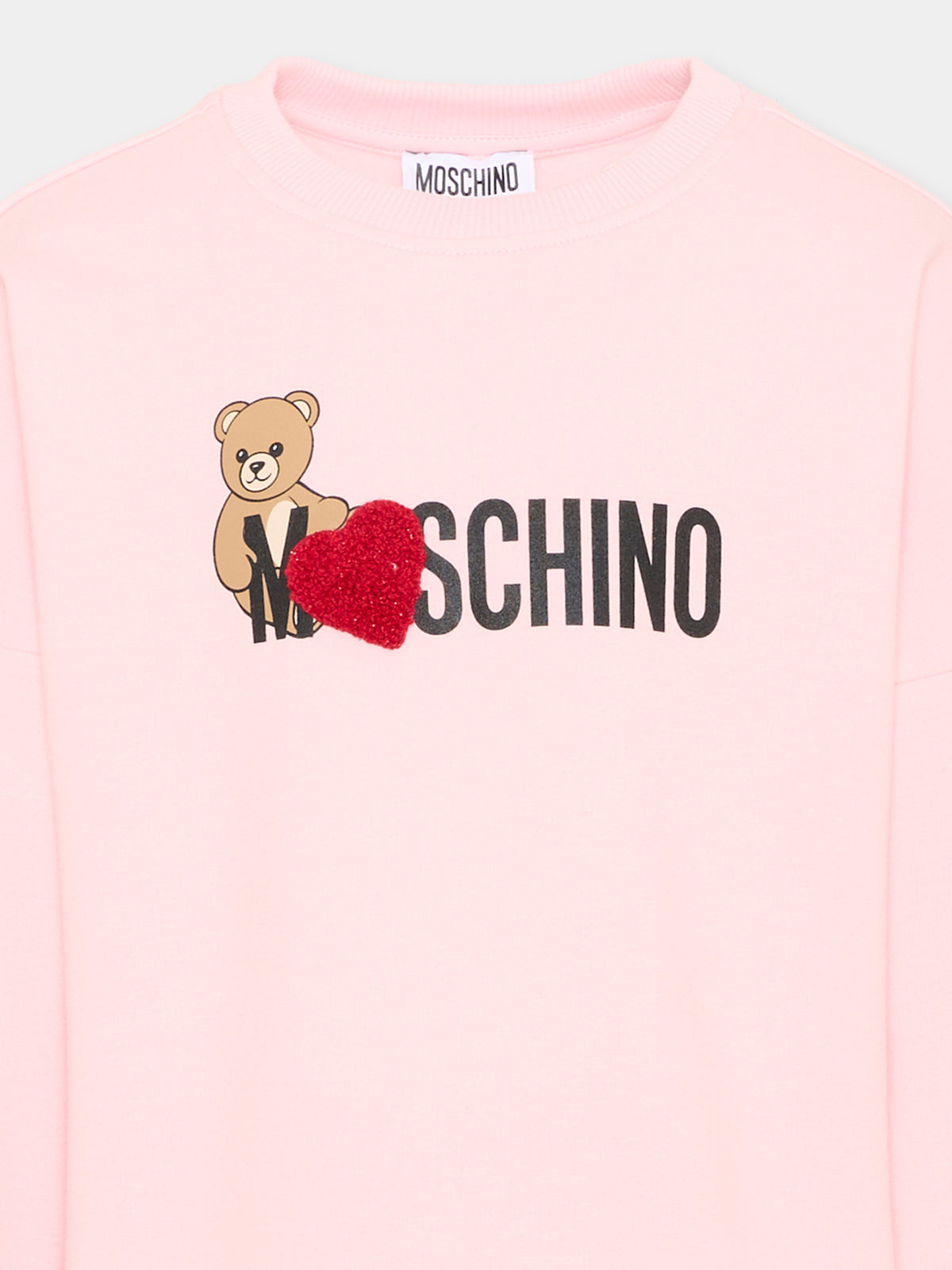 Vestito a manica lunga rosa per bambina con Teddy Bear,Moschino Kids,HDV0I3 LDA18 50209