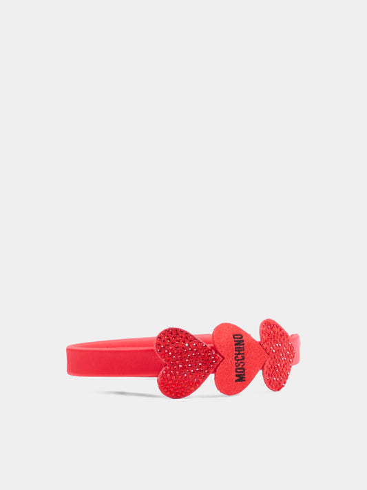 Cerchietto rosso per bambina con cuori,Moschino Kids,HDX01P LRA12 50109