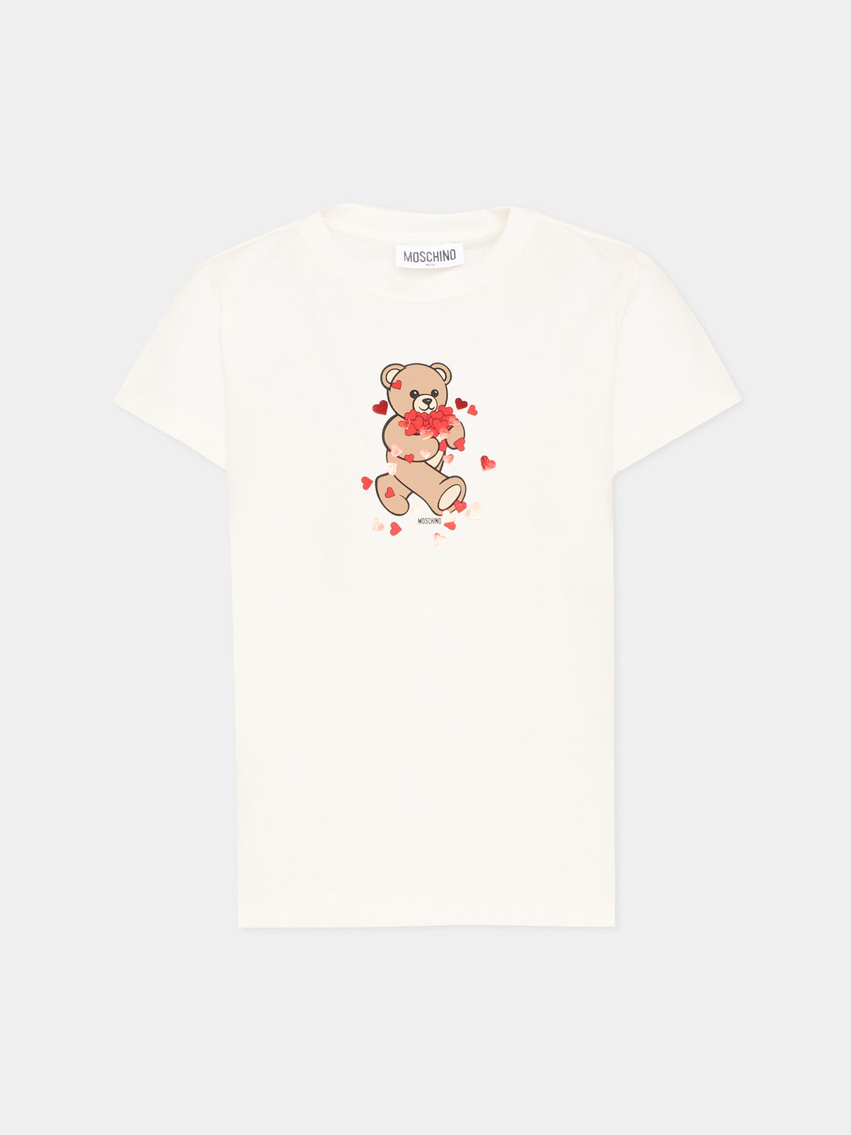 T-Shirt avorio per bambina con Teddy Bear,Moschino Kids,HIM06K LBA11 10063