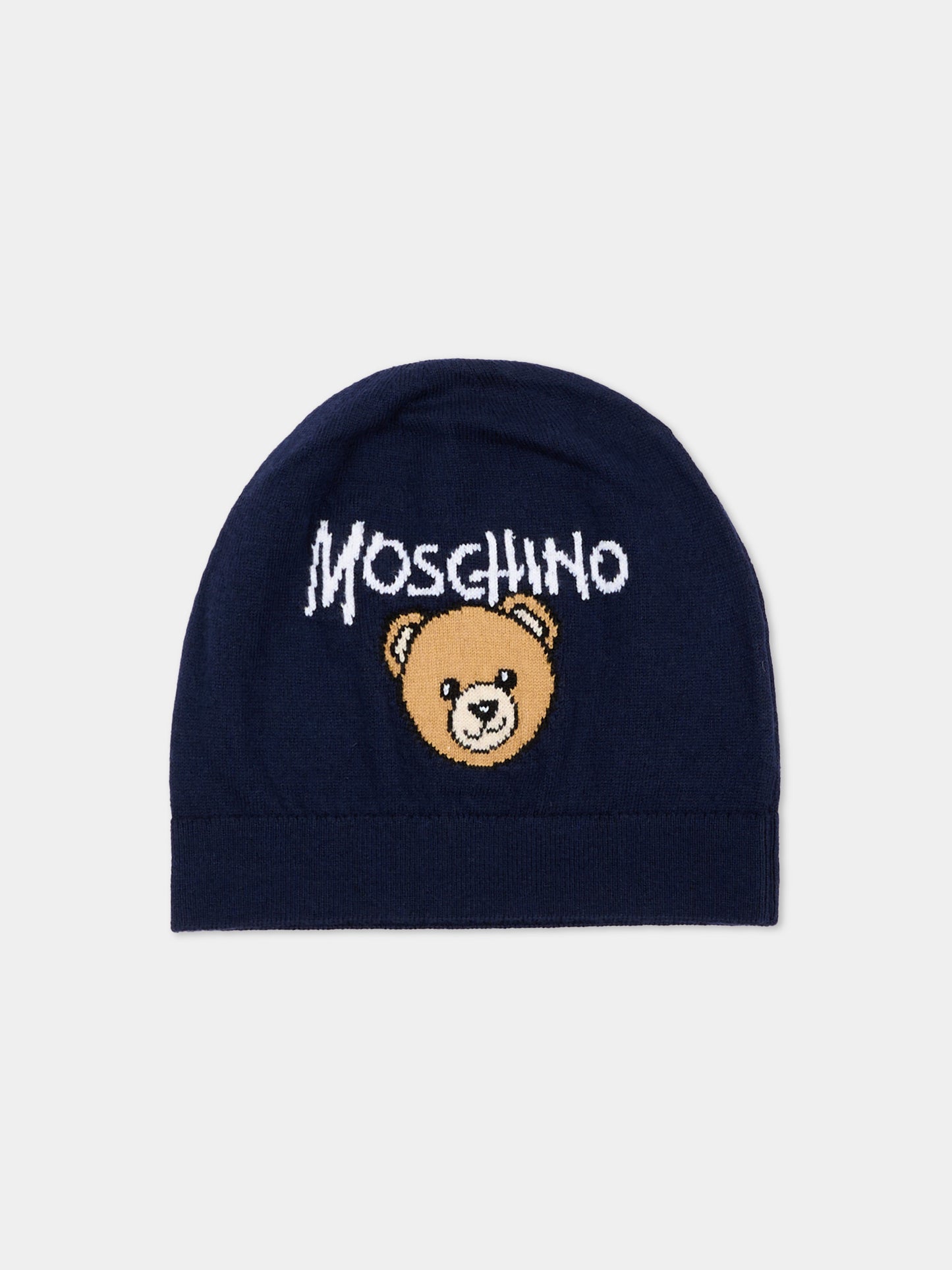 Berretto blu per bambini con Teddy Bear,Moschino Kids,HMX02O LHE43 40016