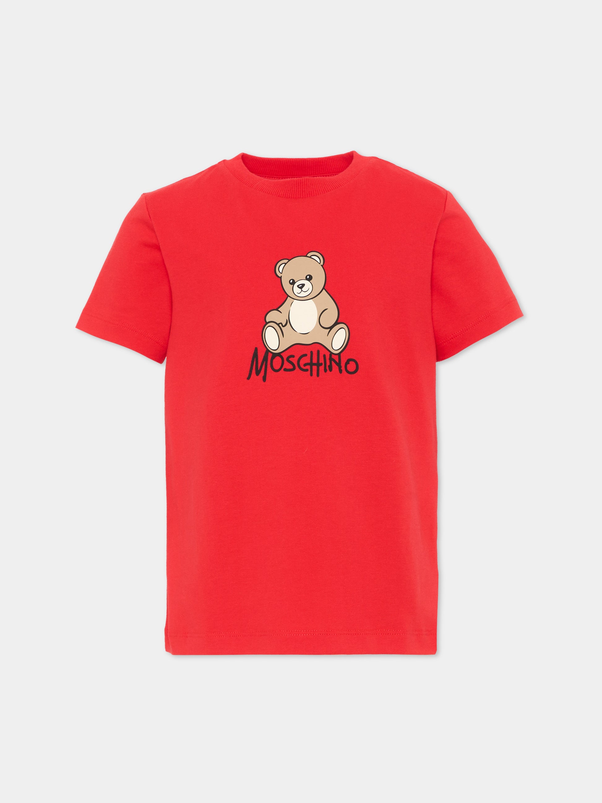 T-Shirt rossa per bambini con Teddy Bear,Moschino Kids,HNM05V LAA10 50109