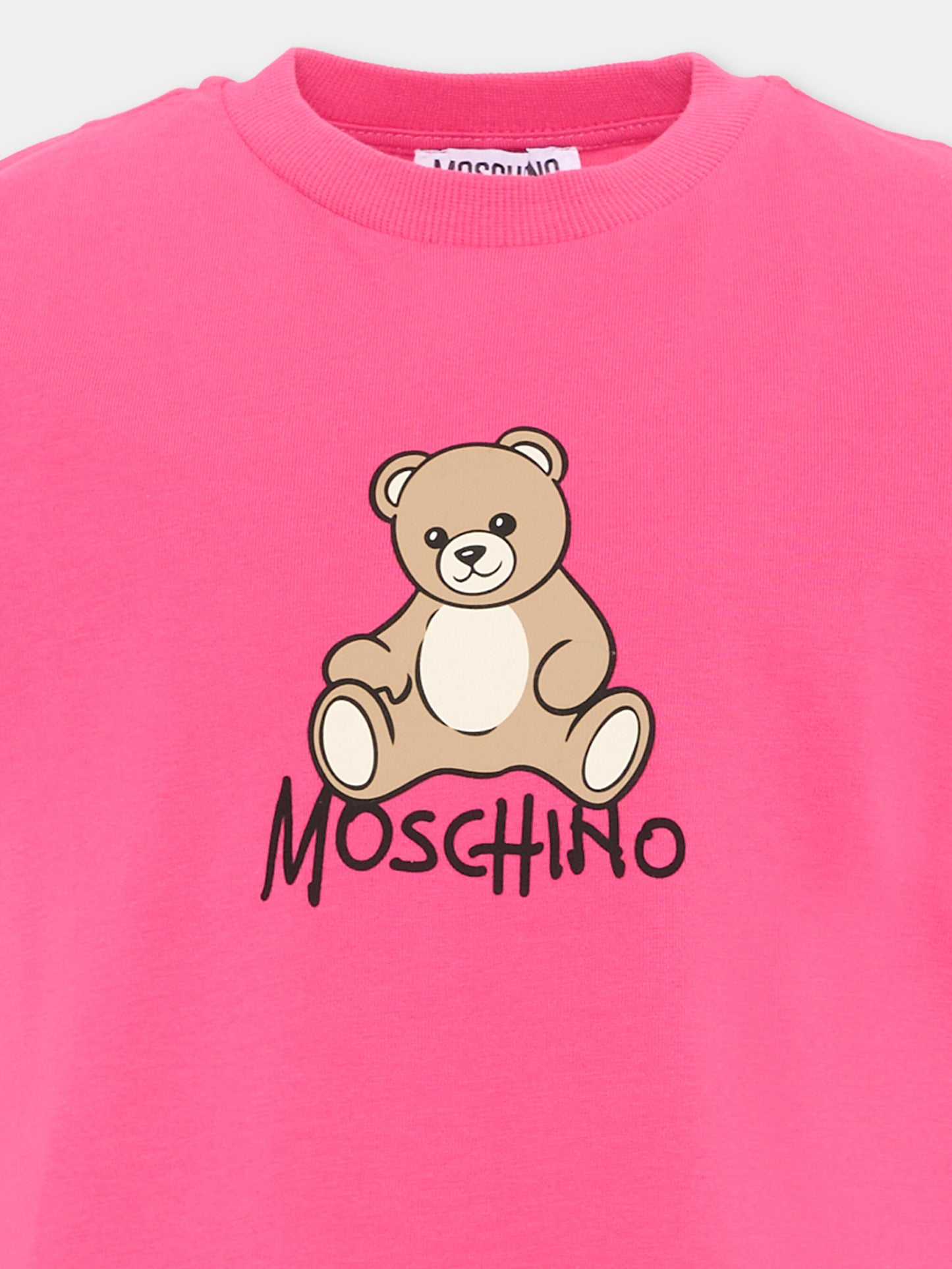 T-Shirt fucsia per bambina con Teddy Bear,Moschino Kids,HNM05V LAA10 51450