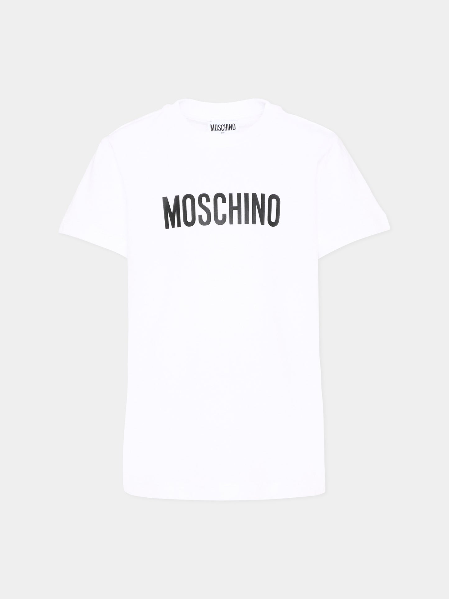 T-Shirt bianca per bambino con logo,Moschino Kids,HPM05V LAA59 10101