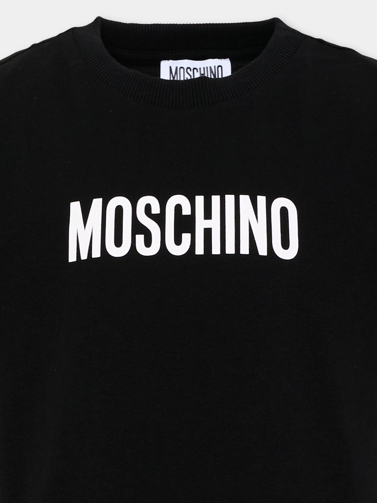 T-Shirt nera per bambino con logo,Moschino Kids,HPM05V LAA59 60100